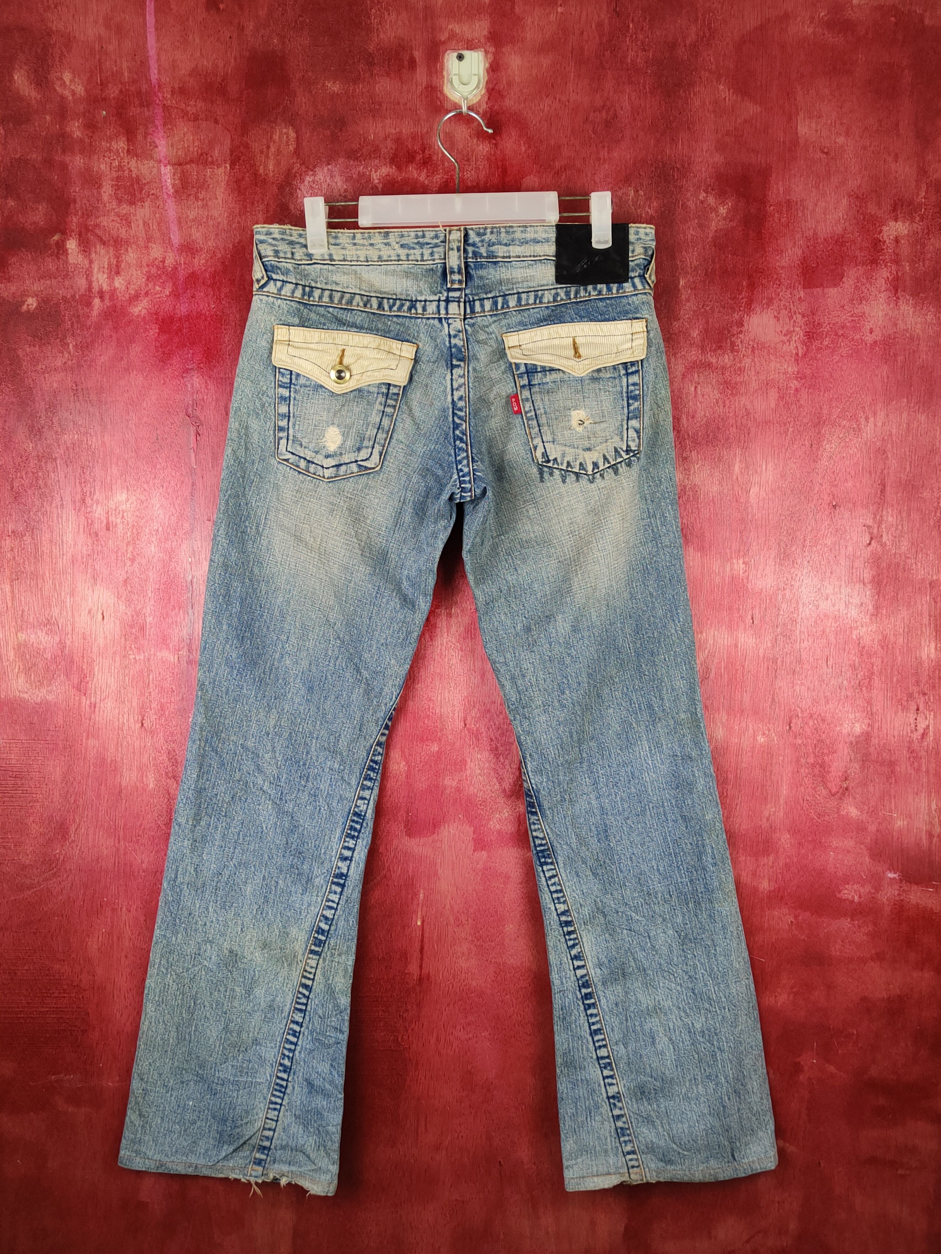 Japanese Brand Peace on Mars Faded bootcut Distressed ripped Denim #S1525 Size 30" / US 8 / IT 44 - 8 Thumbnail