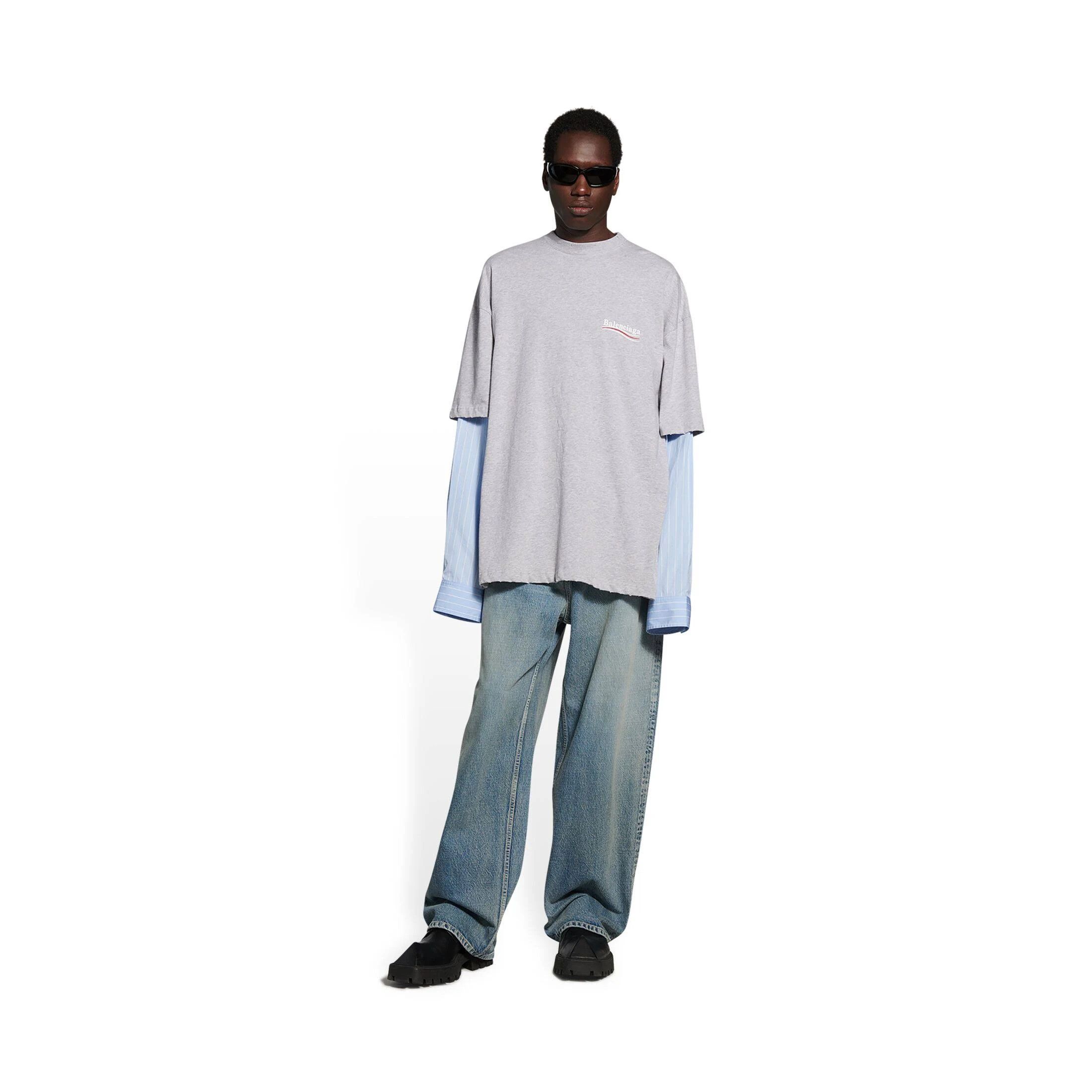 Balenciaga o1mt1gz0924 Political Campaign Layered T-Shirt in Grey Size US S / EU 44-46 / 1 - 1 Thumbnail