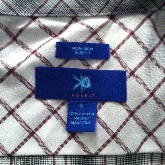 Egara EGARA MEN'S NEW 100%COTTON CASUAL SHIRT SLIM FIT SIZE: L Size US L / EU 52-54 / 3 - 6 Thumbnail
