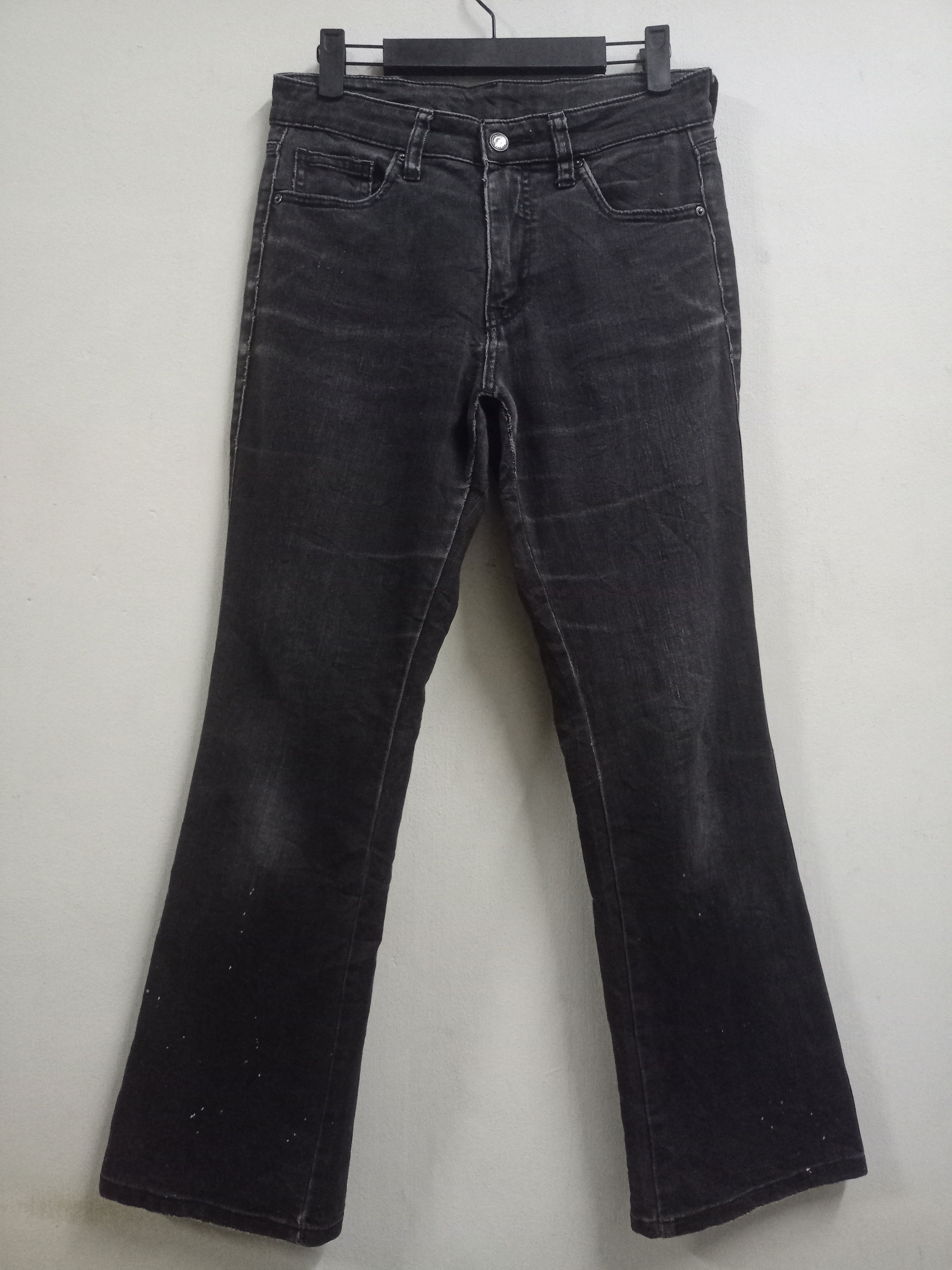 image of Vintage Uniqlo Paint Splatter Flares Style High Rise Denim in Black, Men's (Size 28)