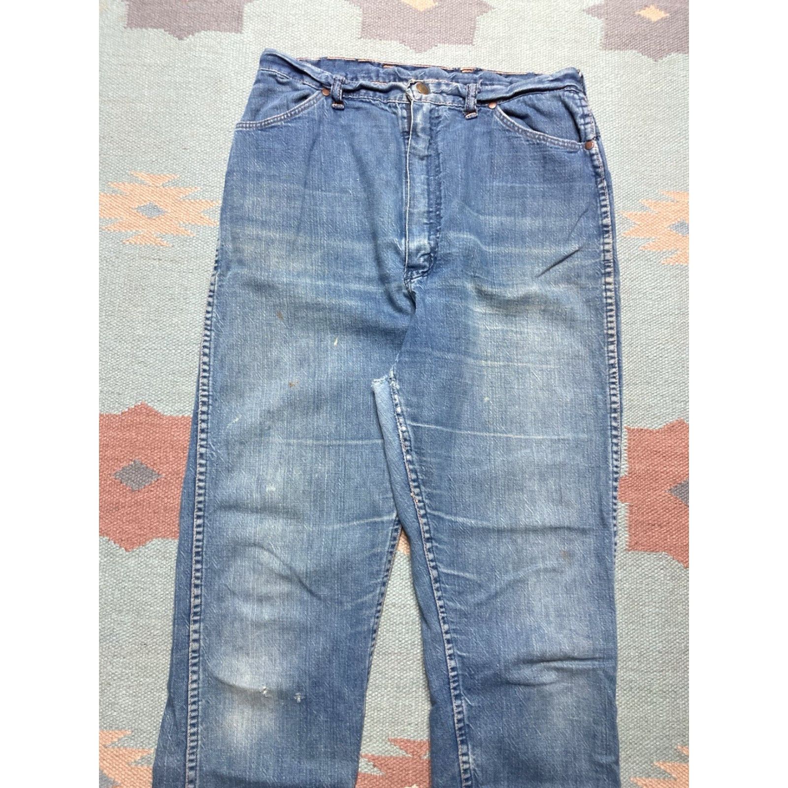 Wrangler VINTAGE Wrangler Jeans Women 60s Slim 18 Blue Denim Straight Jeans Women’s 18 Slim Wrangler Jeans Blue Slim 60s Vintage Misses Denim Whiskers Size 40" / US 18 - 6 Thumbnail