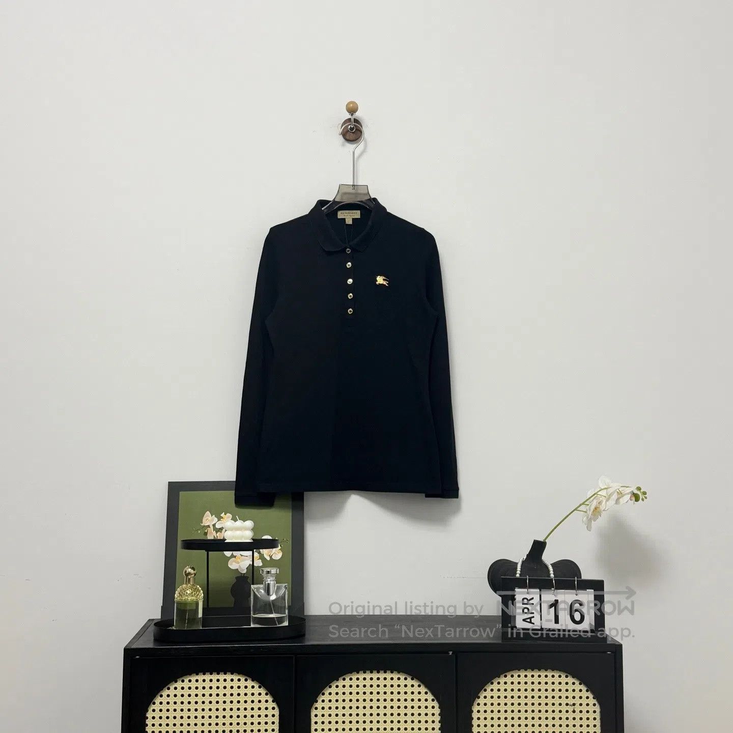 Burberry Burberry Black War Horse Logo Long Sleeve Polo Shirt| Size US S / EU 44-46 / 1 - 1 Thumbnail