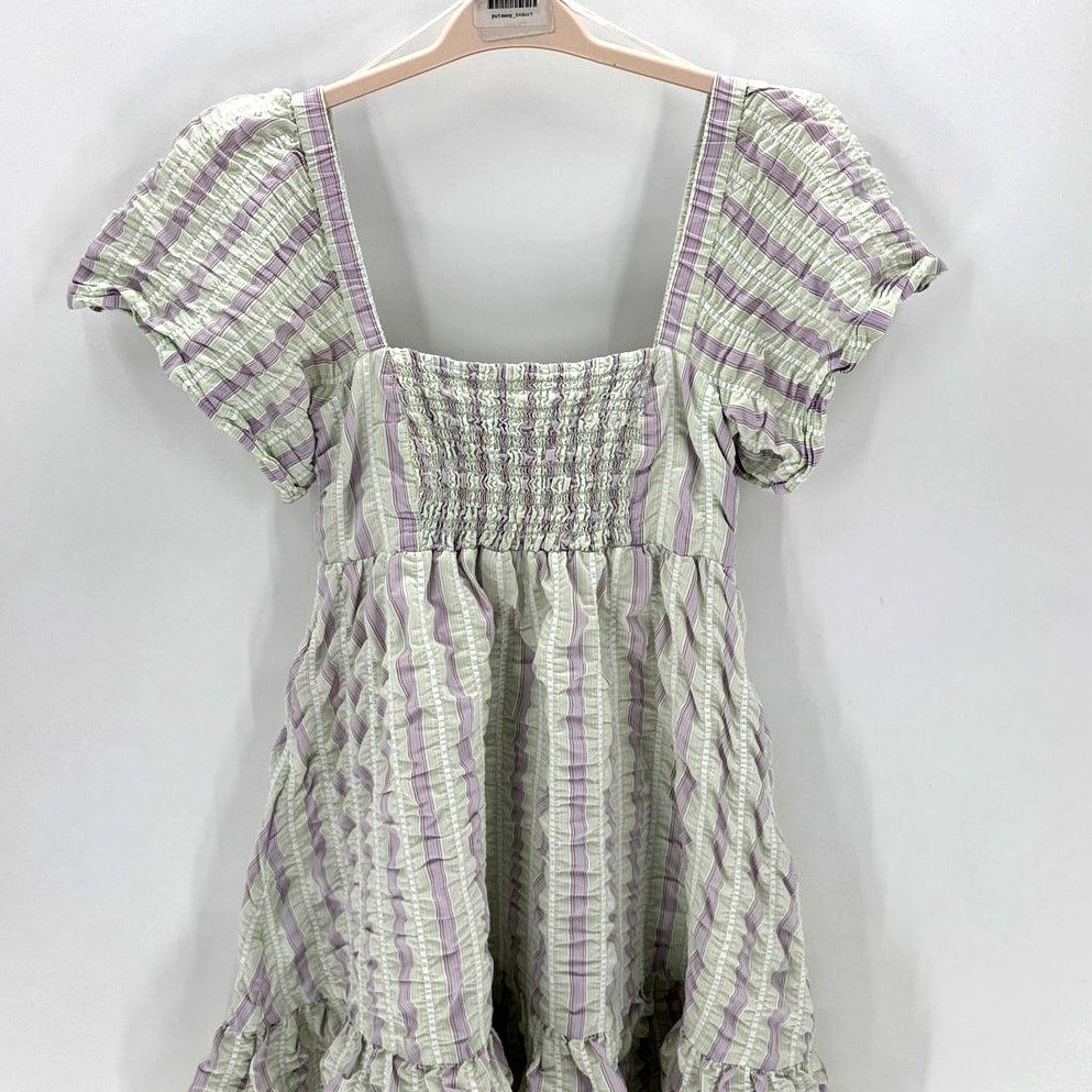 Ganni Ganni stripe seersucker green purple babydoll dress sz 38/6 Size M / US 6-8 / IT 42-44 - 3 Thumbnail