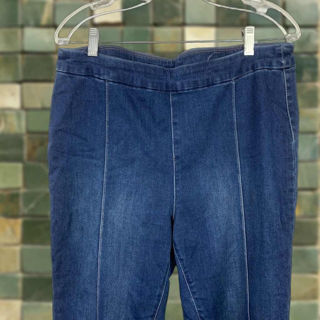 Soft Surroundings VINTAGE Soft Surroundings Dark Wash Denim Pull On Lean Line Stirrup Jeggings Leggings TL Size 36" / US 14 / IT 50 - 1 Thumbnail