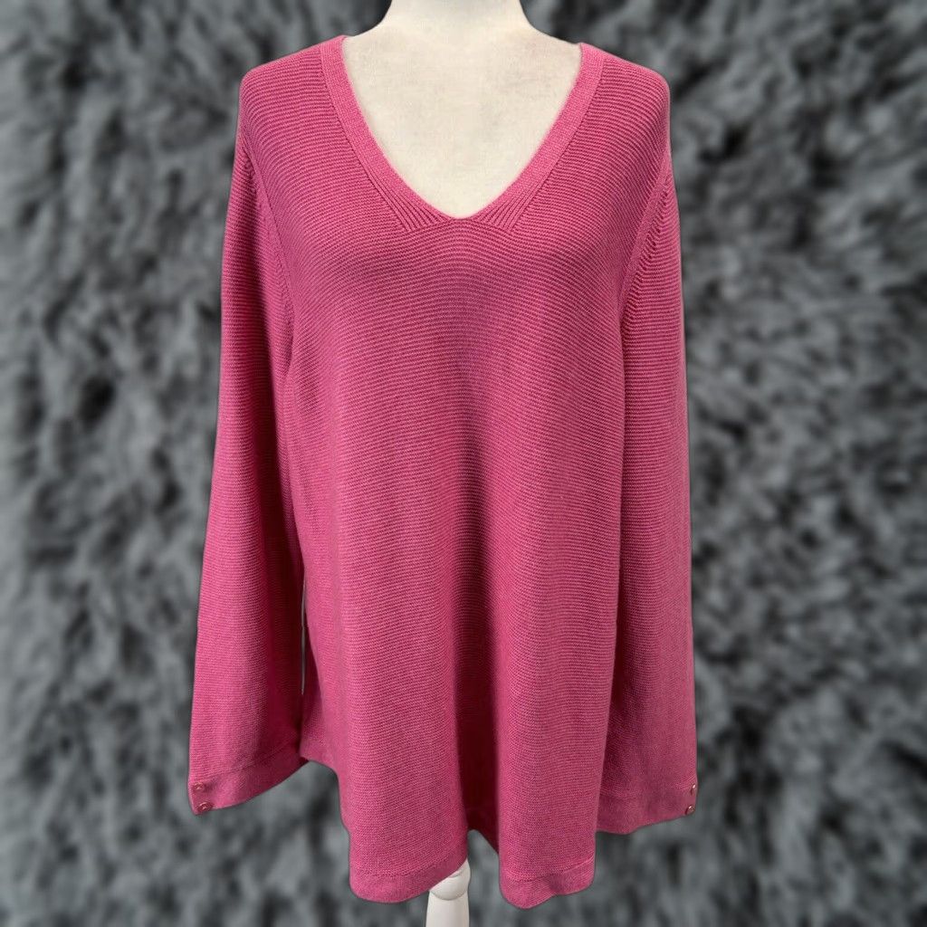 Talbots VINTAGE? No, it's Talbots V-Neck Tunic Knit Sweater Pink 3X Petit Plus Womens Size XXL / US 16-18 / IT 52-54 - 1 Thumbnail
