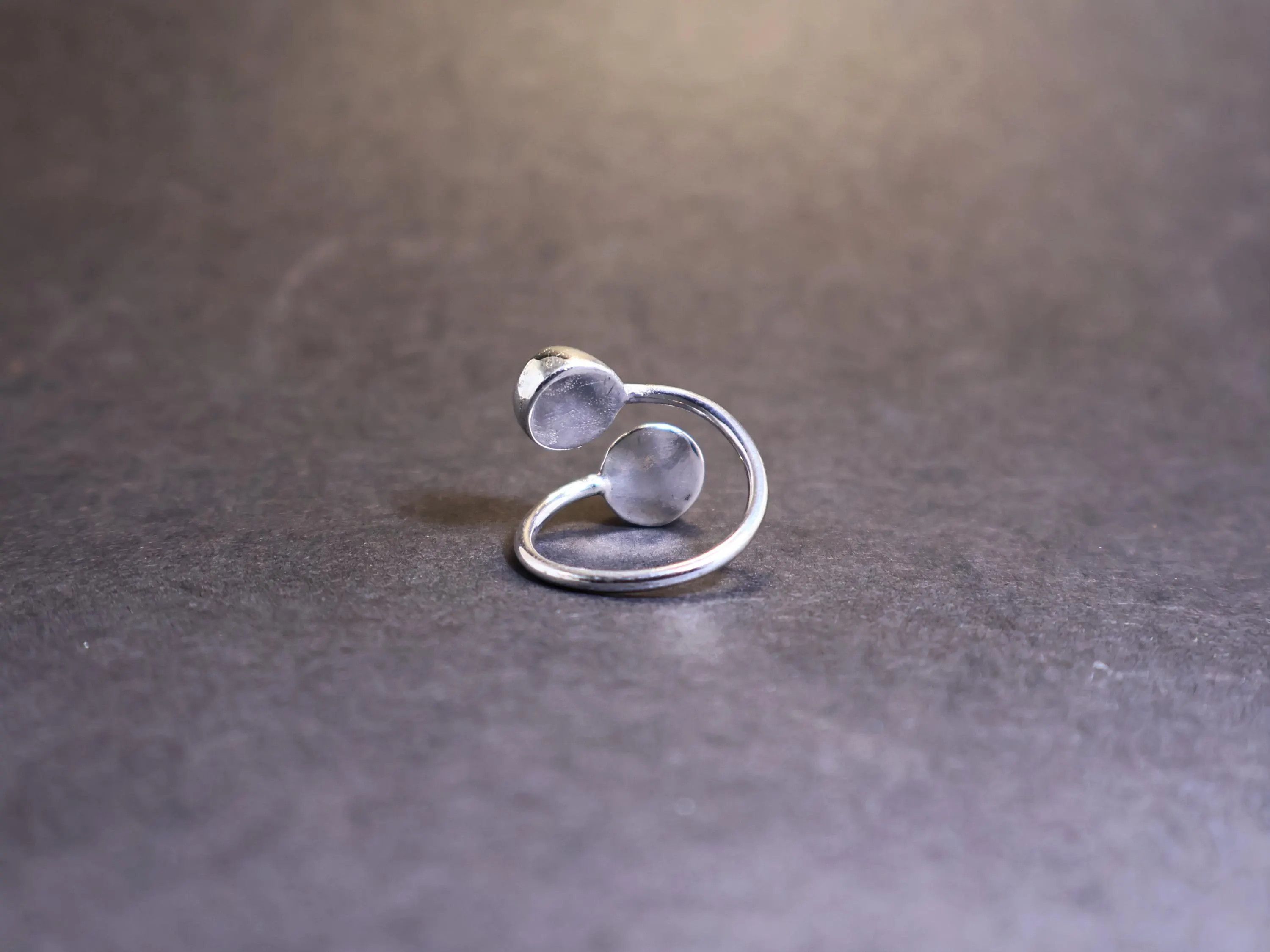 Handmade Half Ball ring, Double Ball Sterling silver Handmade ring, Size ONE SIZE - 4 Thumbnail
