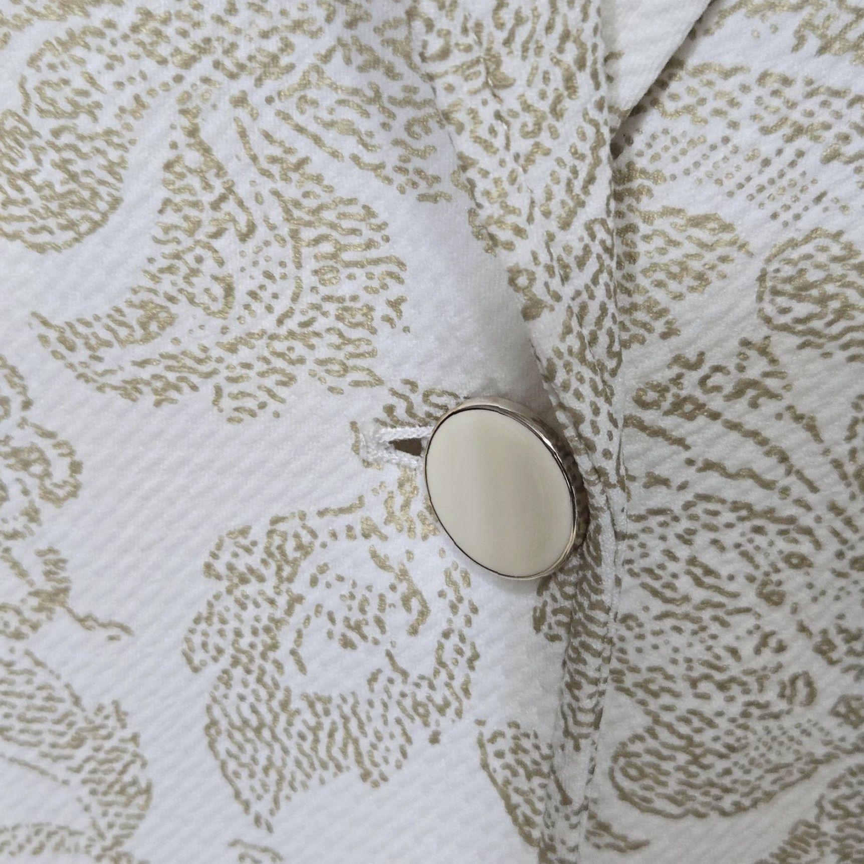 Vintage Susan Graver Blazer Womens Large White Gold Jacquard Floral Occasion Elegant Jacket Size L / US 10 / IT 46 - 6 Thumbnail