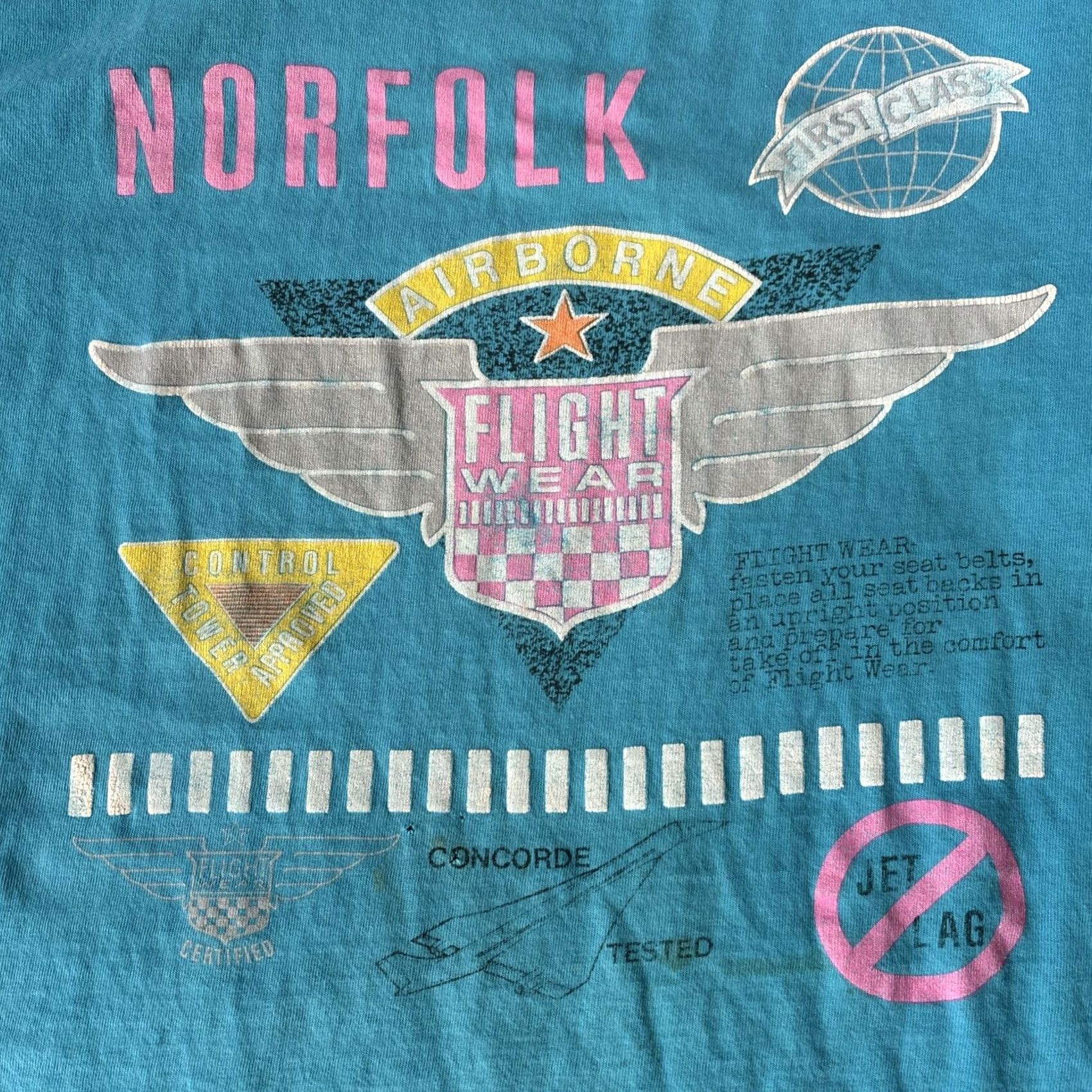 Vintage VINTAGE 1980s Norfolk Airborne Flight Wear T Shirt Sid Tee USA L Blue Size US L / EU 52-54 / 3 - 2 Thumbnail