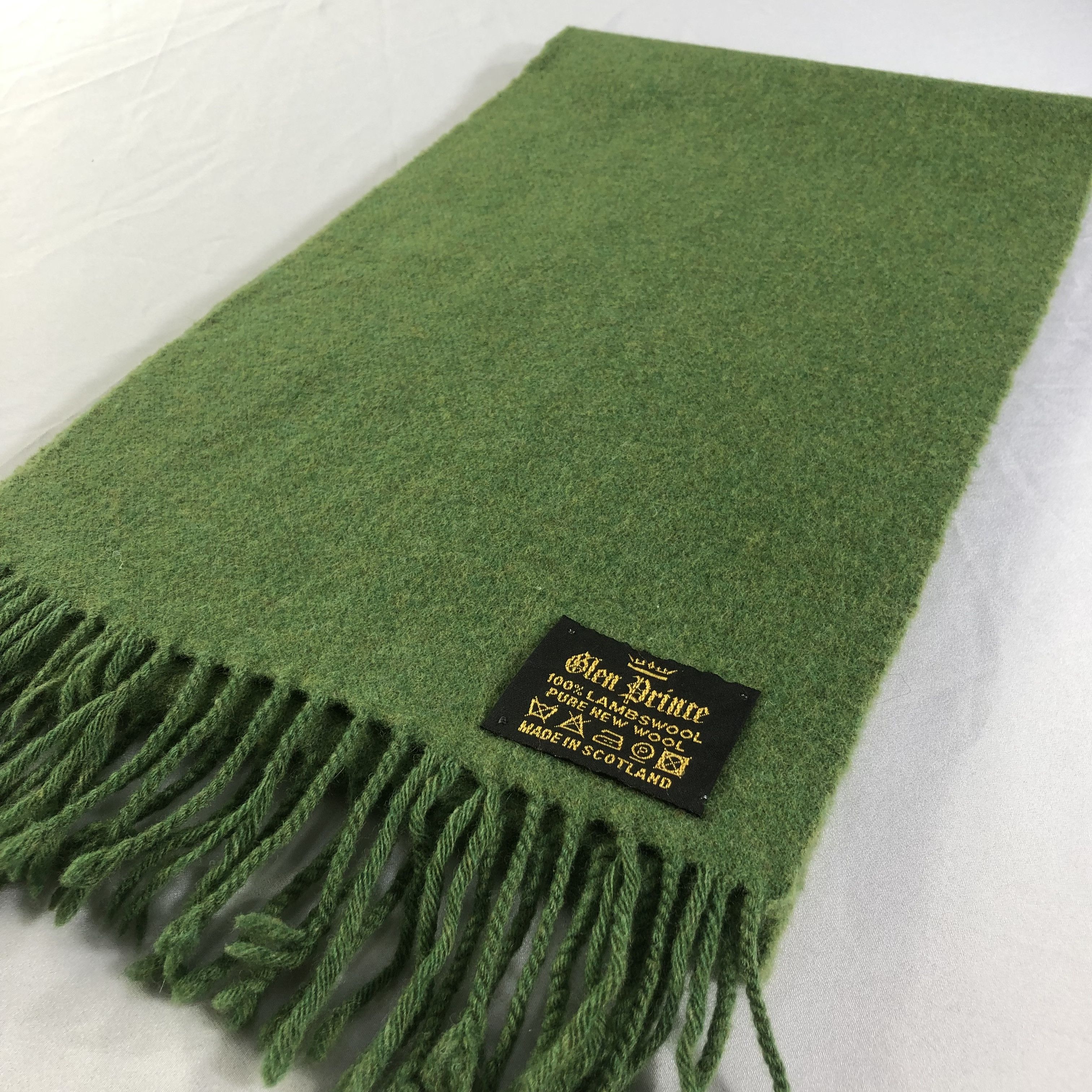 Vintage Glen Prince Plain Green Wool Scarf Muffler V1528 Size ONE SIZE - 3 Thumbnail