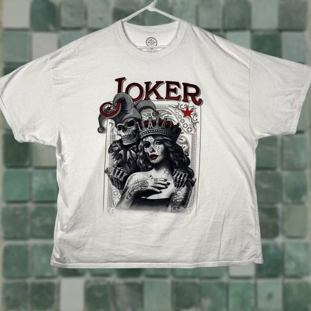 Sugar DOM Men's Joker Jester Sugar Skull Queen Graphic T-Shirt White 3XL Size US XXL / EU 58 / 5 - 1 Thumbnail