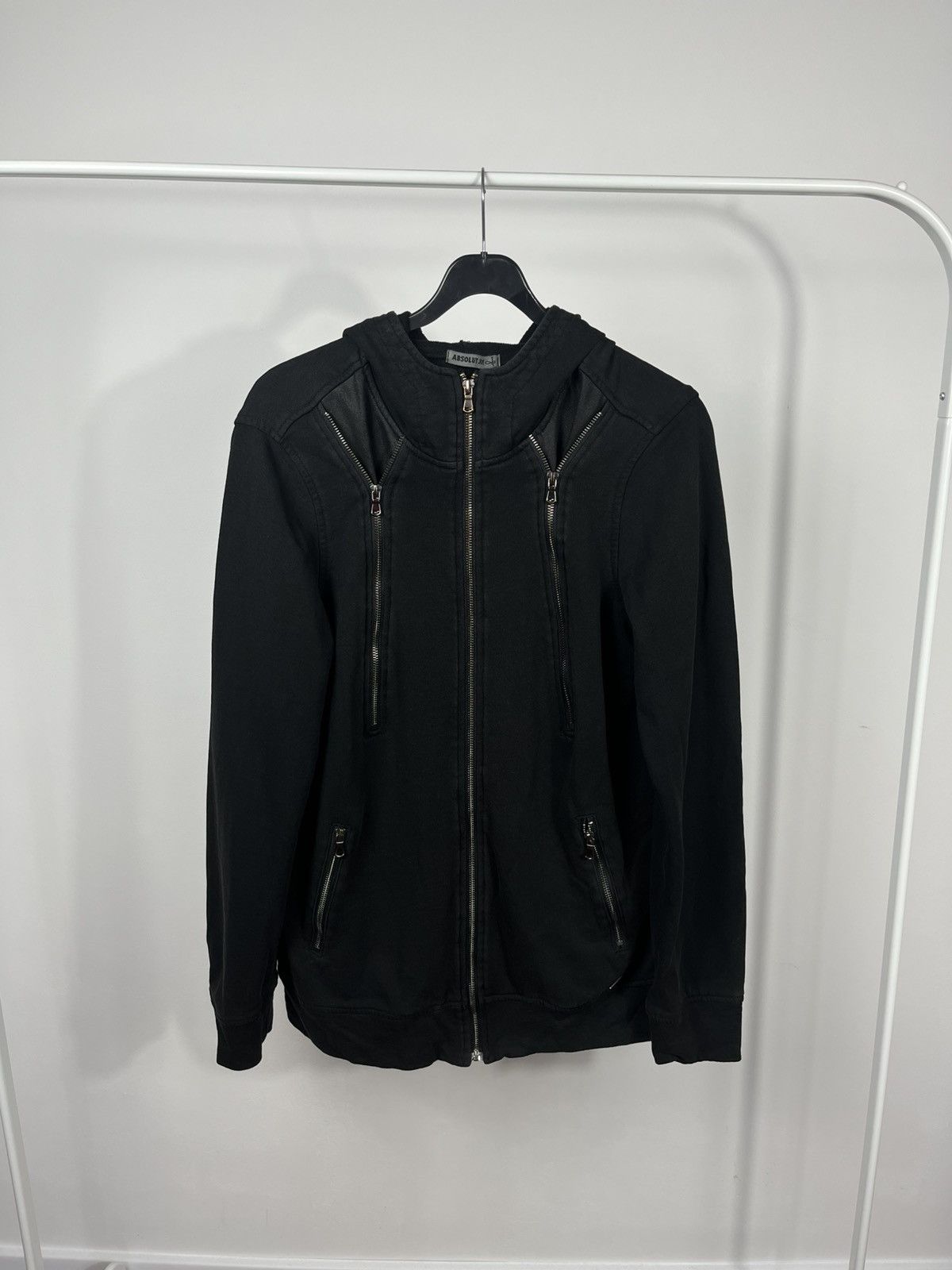 Other Black Multi-Zip Hoodie with Faux Leather Panels Y2K Style Size US L / EU 52-54 / 3 - 1 Thumbnail