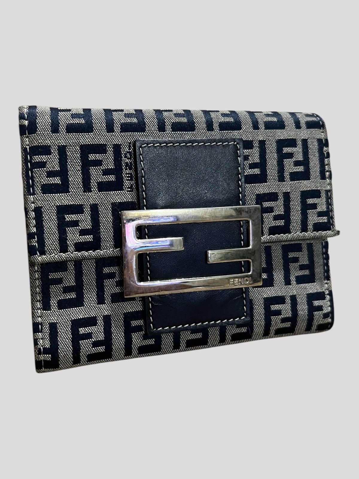 Fendi Fendi FF Zucca Monogram Metal Plated Compact Leather Wallets Size ONE SIZE - 1 Thumbnail