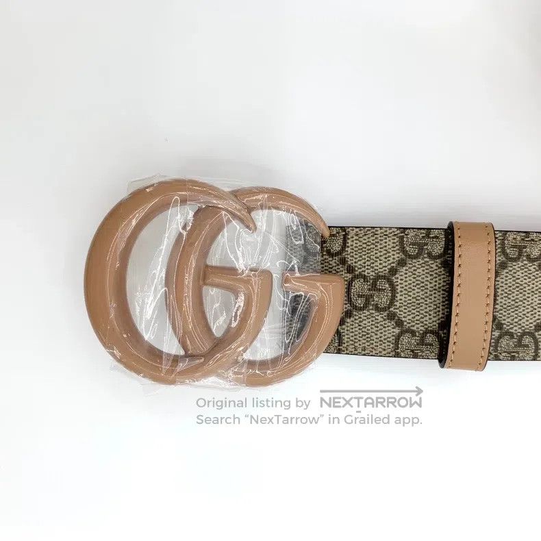Gucci Gucci Brown logo jacquard full print smooth buckle belt Size ONE SIZE - 6 Thumbnail