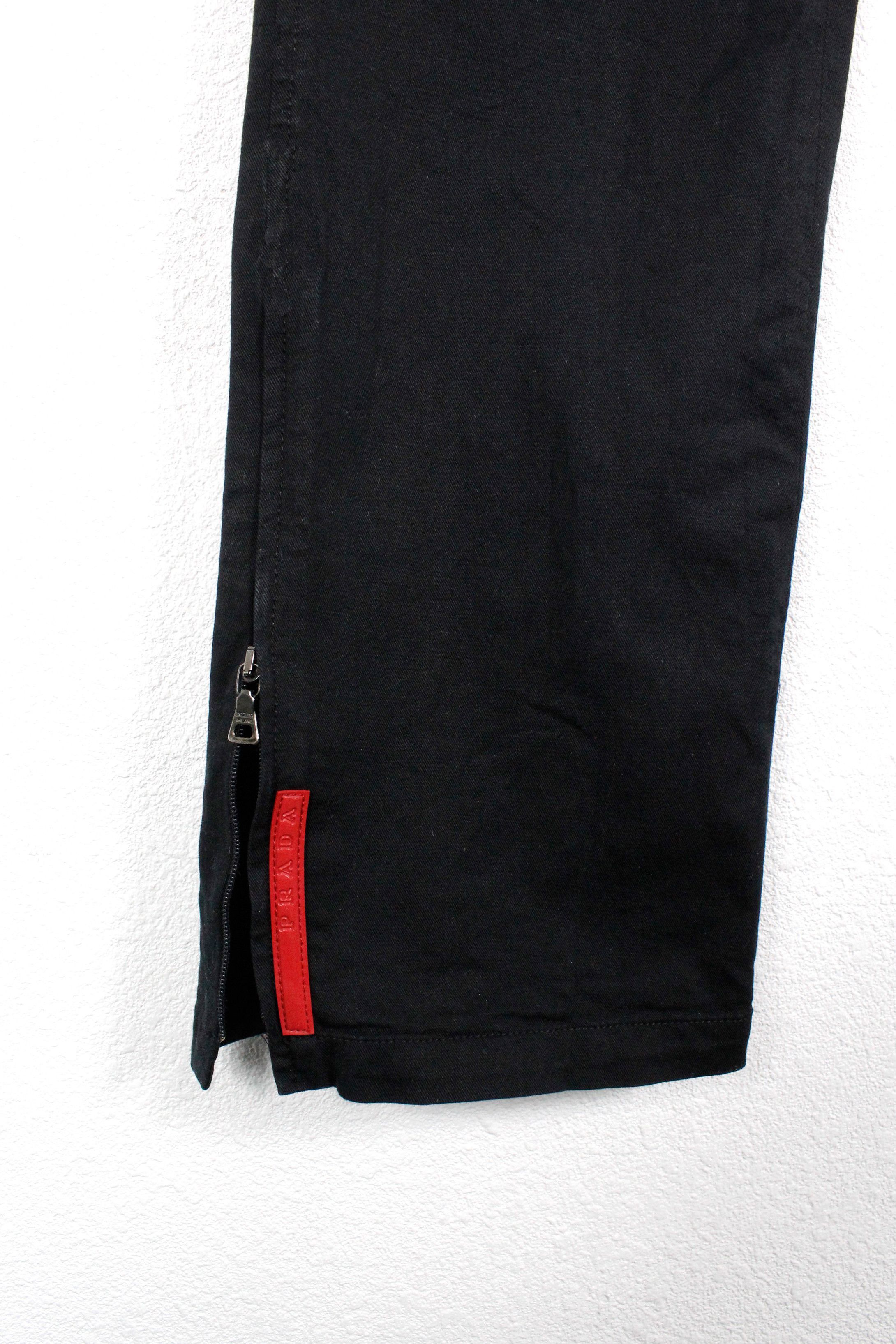 Prada Womens Prada Y2K Red Rubber Logo Moto Track Cotton Pants Size 25" / US 0 / IT 36 - 3 Thumbnail