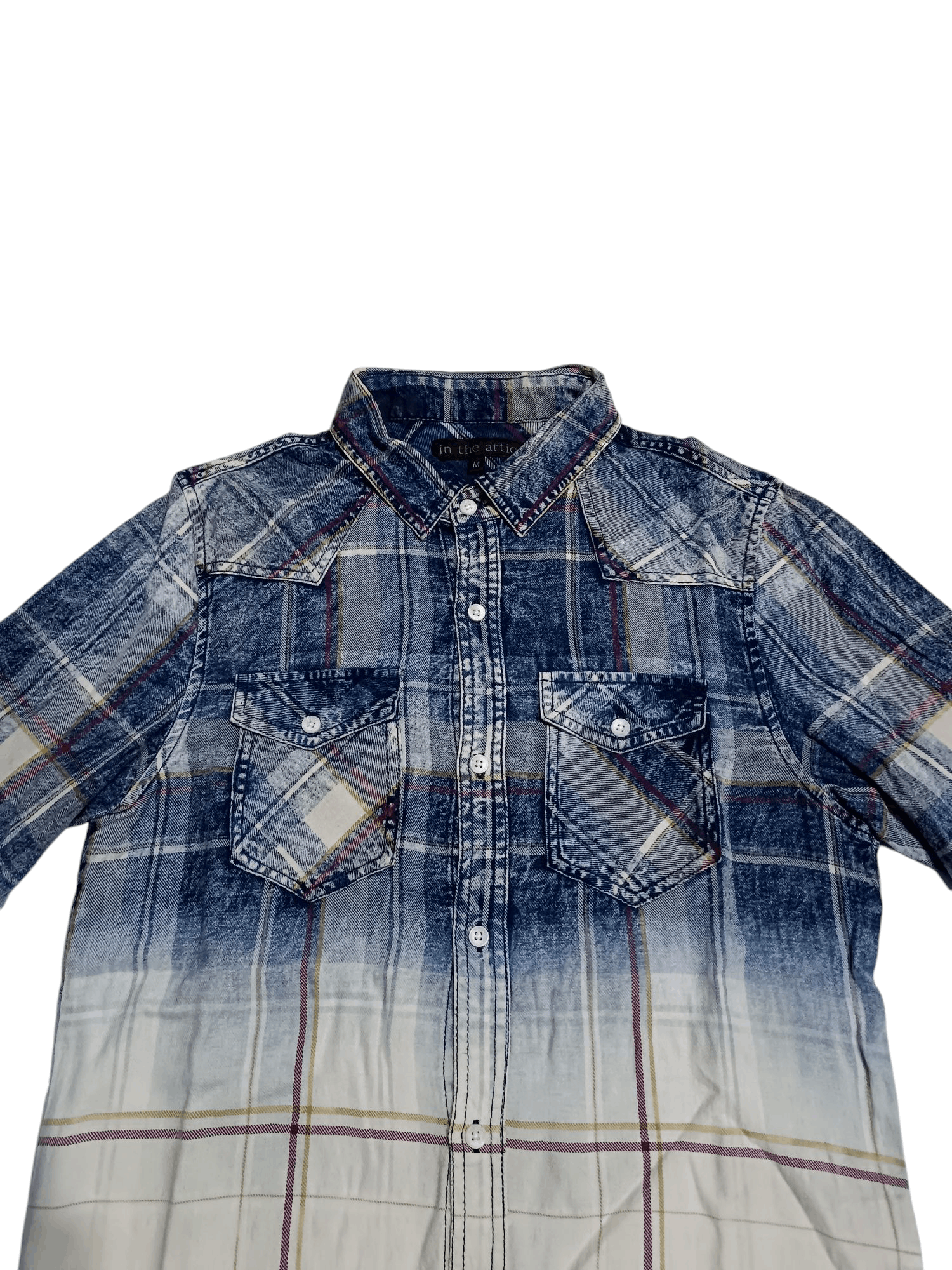 In The Attic × Japanese Brand In The Attic Indigo Dyed Gradient Check Long Sleeve Shirt Size US M / EU 48-50 / 2 - 3 Thumbnail