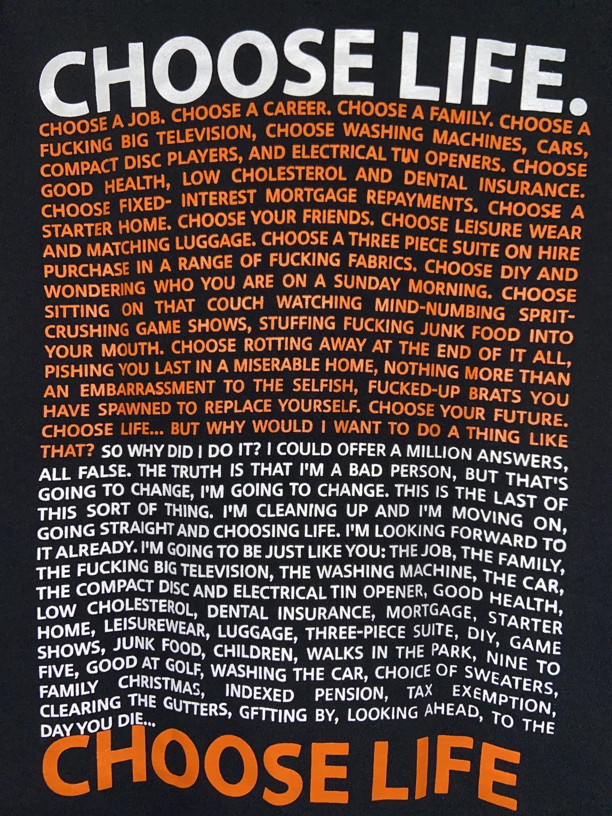Band Tees Trainspotting Movie Merch Tee L 1/1 Bootleg UNI Choose Life Size US L / EU 52-54 / 3 - 5 Thumbnail