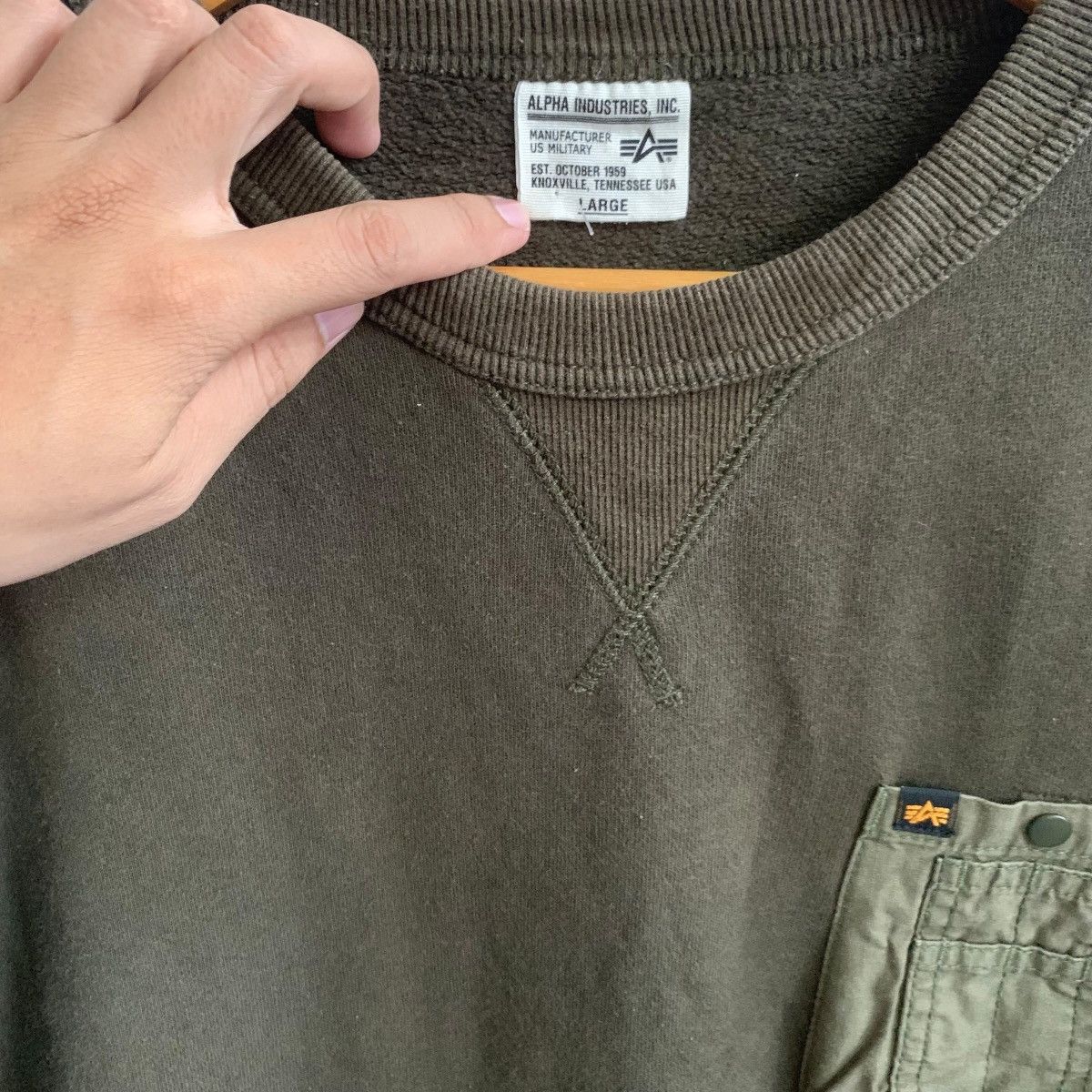 Alpha Industries × Vintage Vintage Alpha Industries Sweatshirt Army Style Rare Large Size US L / EU 52-54 / 3 - 2 Thumbnail