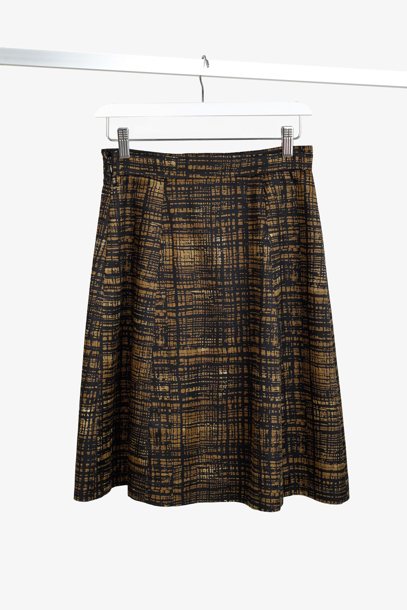 Prada Prada 2012 Abstract-Plaid Wool & Silk Box Pleat Skirt Size 26" / US 2 / IT 38 - 2 Thumbnail