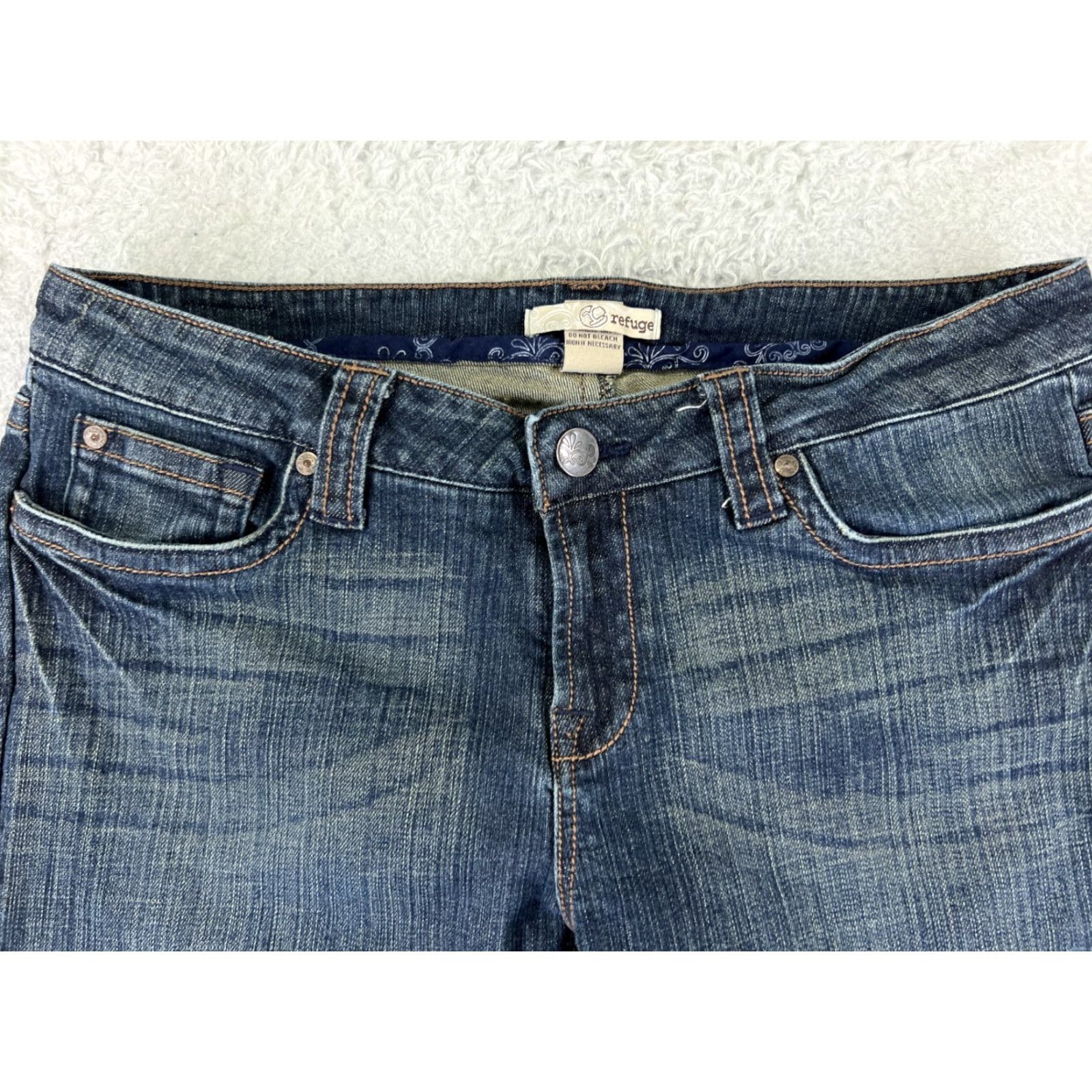 Vintage Refuge Jeans Women Bootcut Denim 30x29 Low Rise Blue Cotton Blend 13 Regular Jeans Womens 90s Theme Size 34" / US 12 / IT 48 - 4 Thumbnail