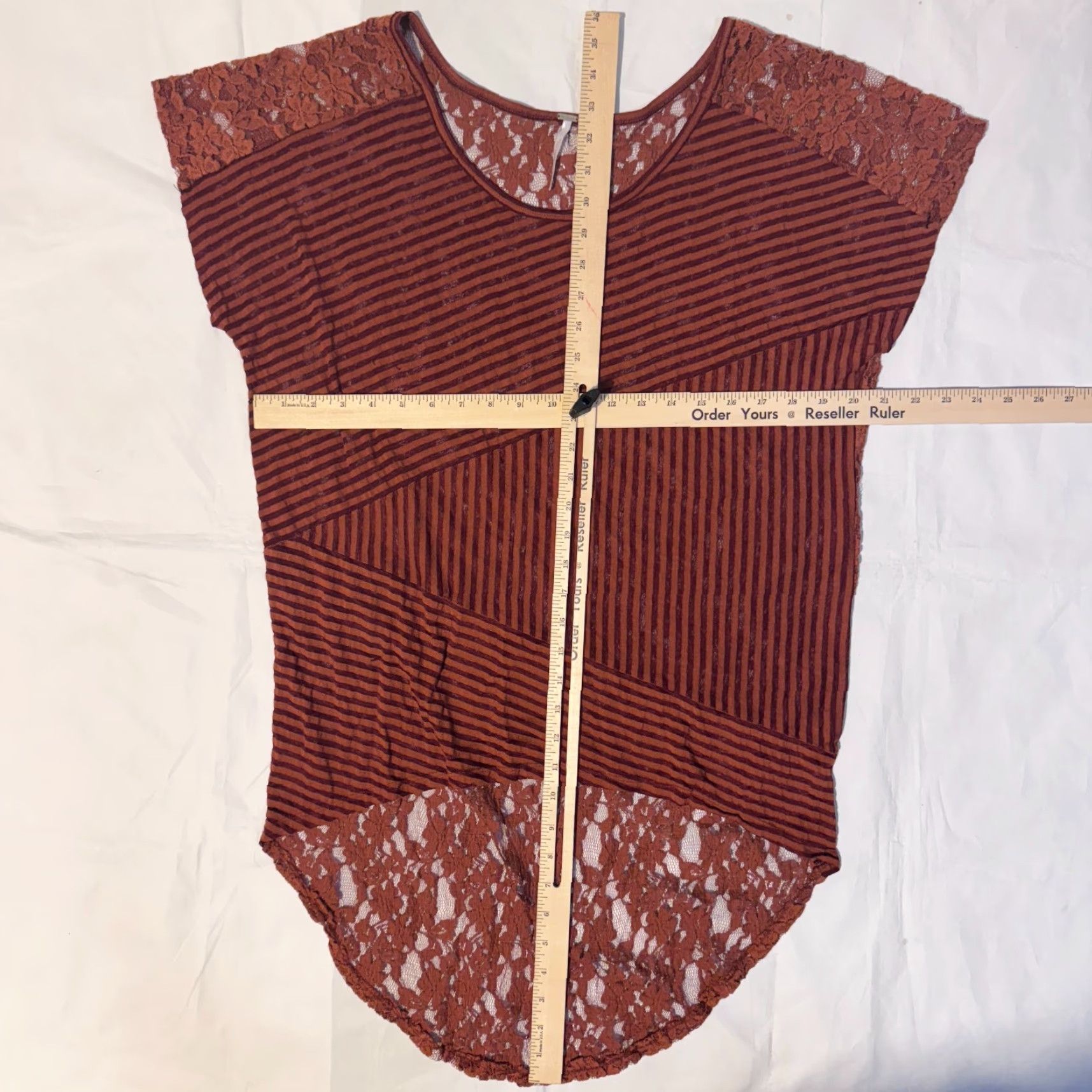 Free People Free People Tunic Blouse Short Sleeve Round Neck M Orange Lace Crochet Sheer Boho Beach 90s Womens Size M / US 6-8 / IT 42-44 - 3 Thumbnail