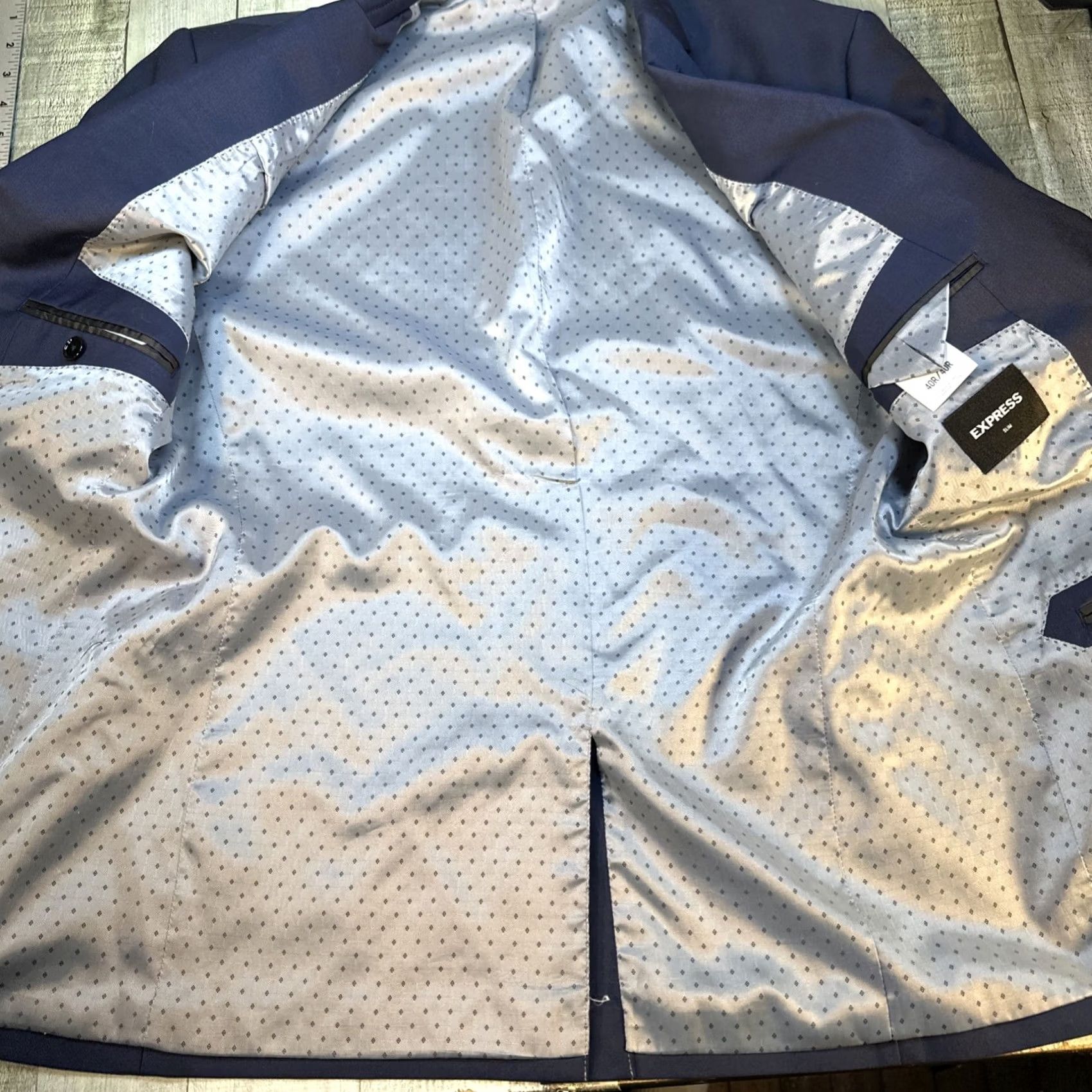 Express Express Blazer Suit Blue Slim Fit 2-Button Short Jacket Men 36 Regular Pants 32x30 Cotton Blend Weave Sports Theme Size US 36 / EU 52 - 6 Thumbnail