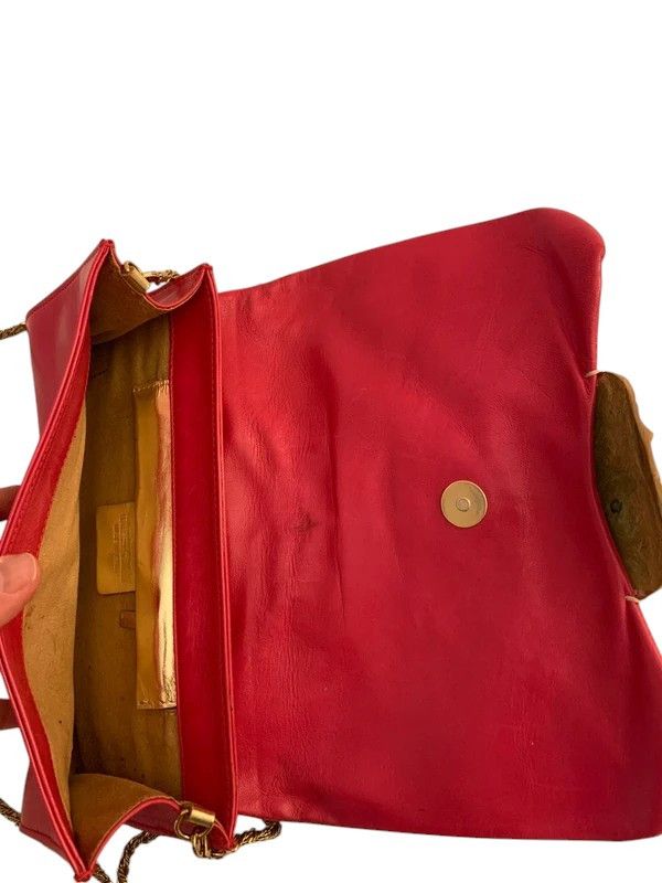 Roberto Cavalli Roberto Cavalli Red Leather Clutch w/ Gold Croc Panel 2000s Size ONE SIZE - 3 Thumbnail