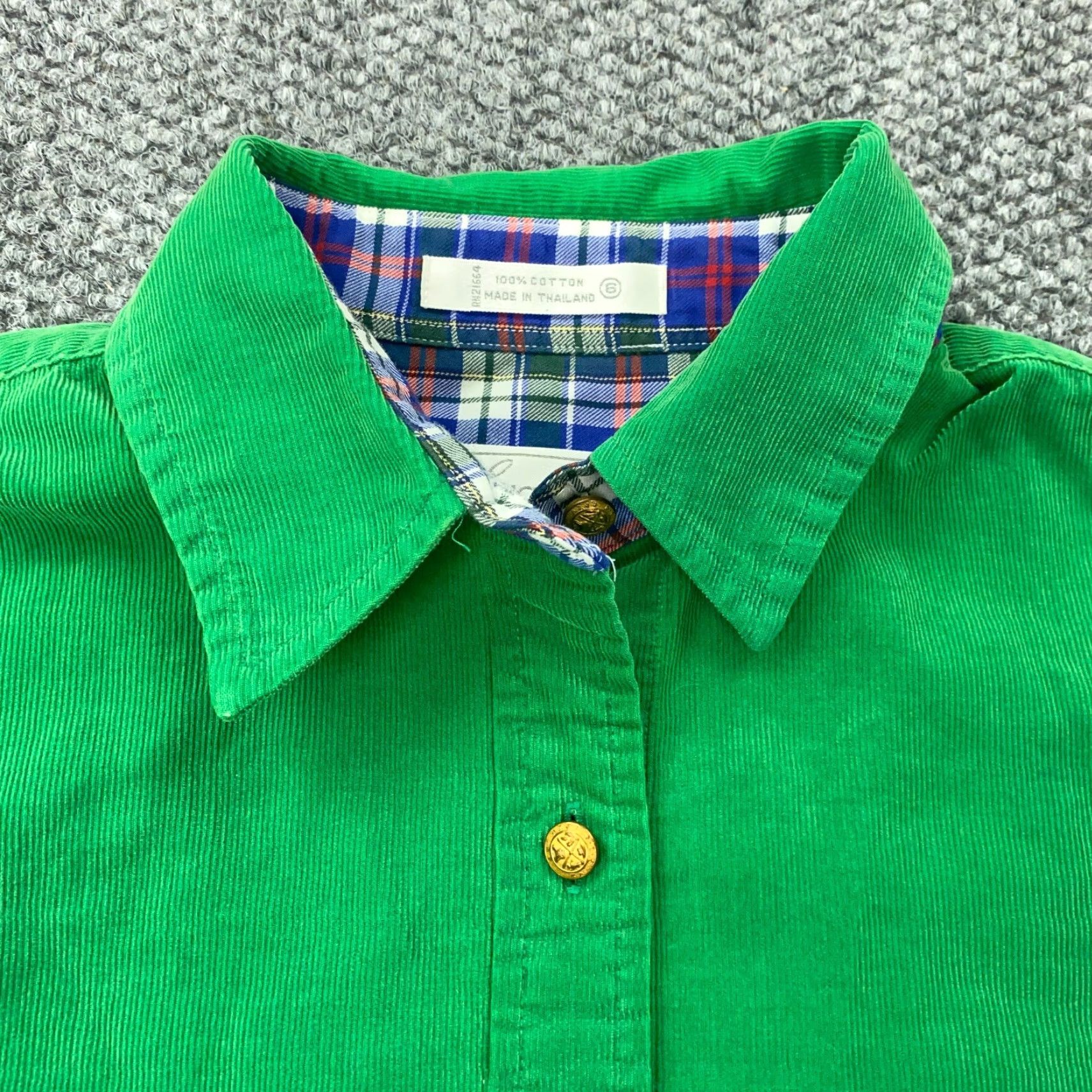 Vintage Foxcroft Shirt Womens 6 Green Button Up Corduroy Embroidered Size M / US 6-8 / IT 42-44 - 4 Thumbnail