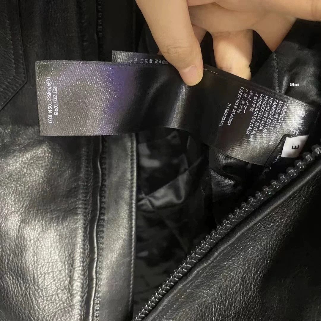 Balenciaga Balenciaga Black Logo Reflective Stripe Leather Jacket Size US XXS / EU 40 - 3 Thumbnail