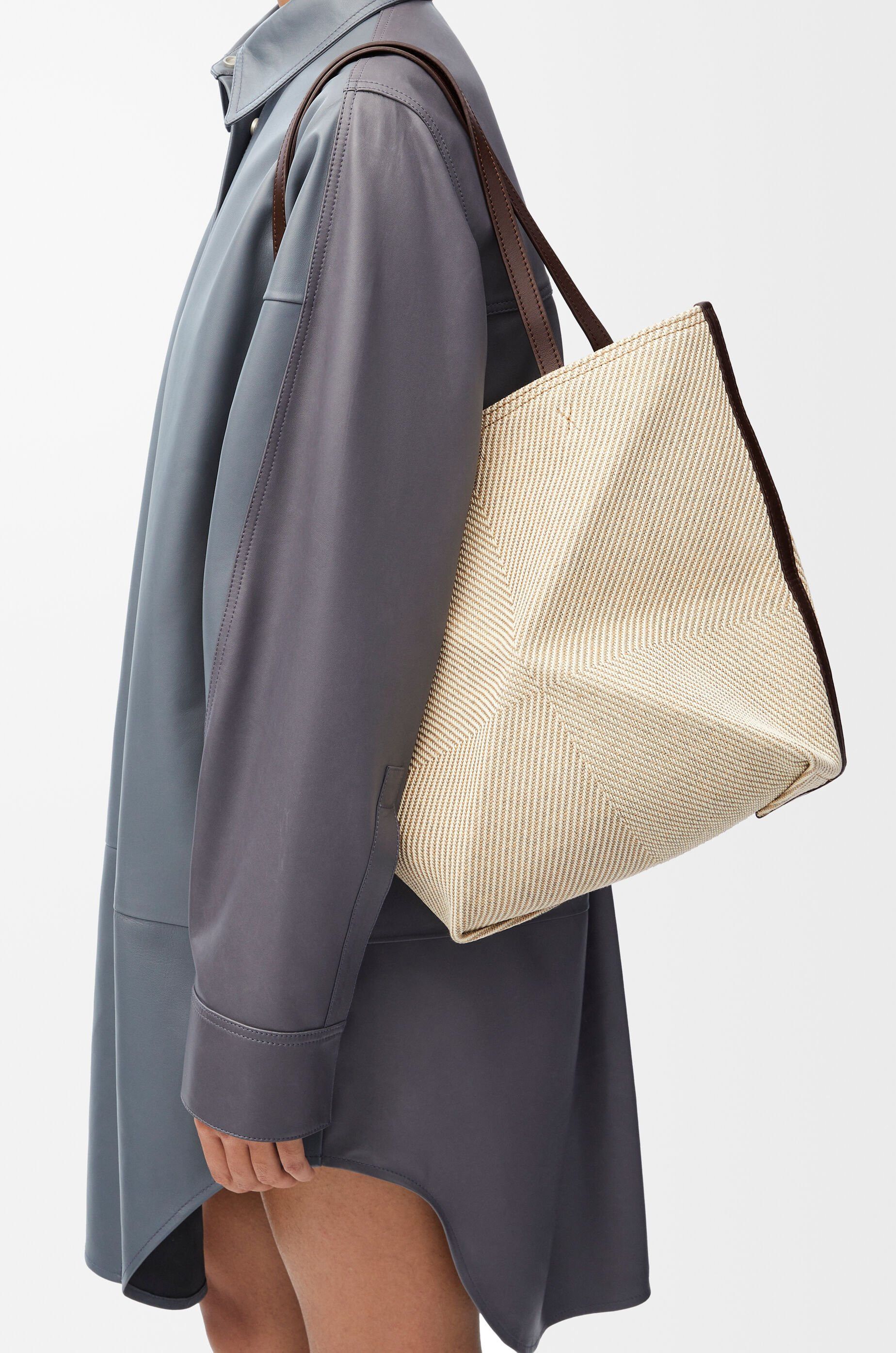 Loewe LOEWE Puzzle Fold beige cotton jacquard canvas tote bag Size ONE SIZE - 3 Thumbnail