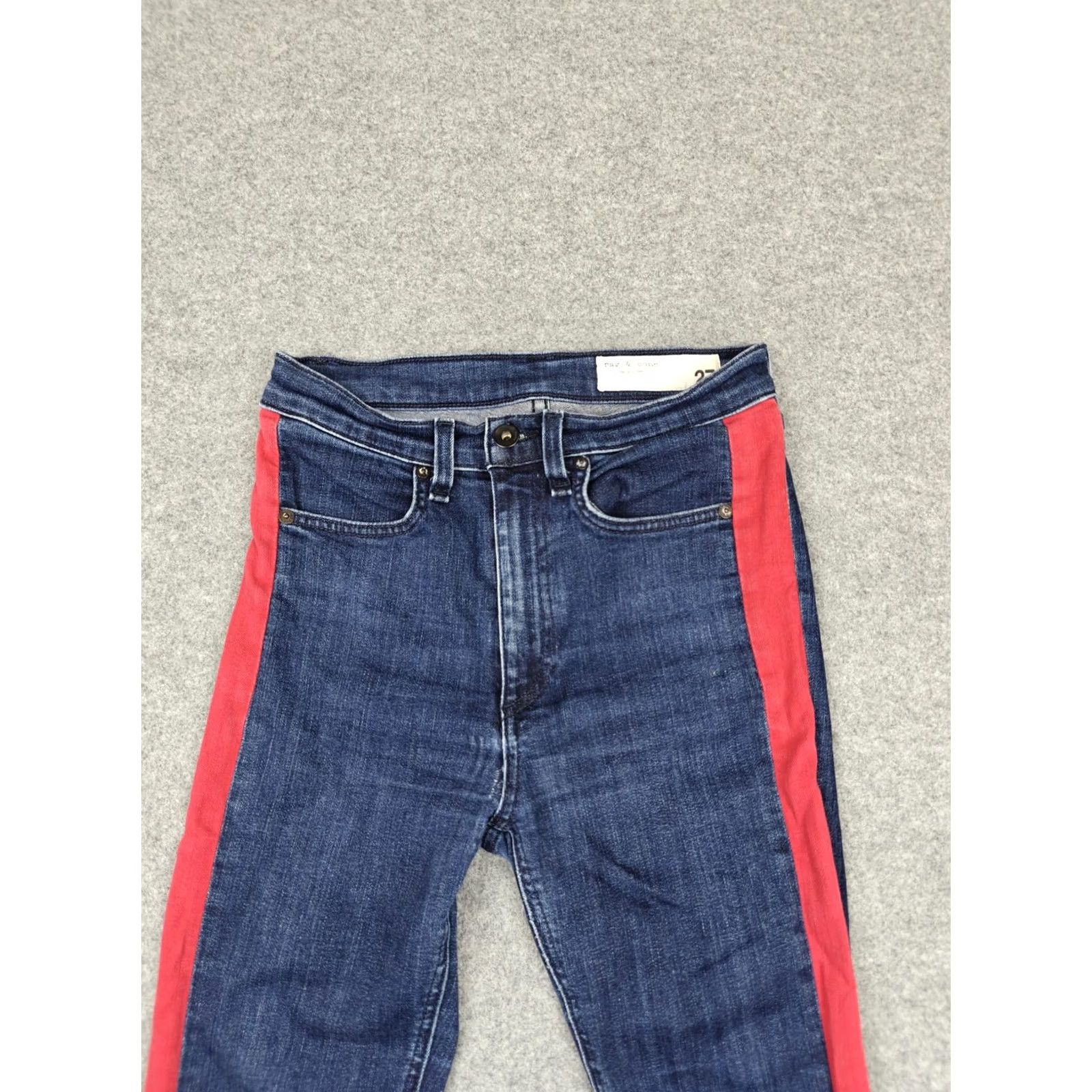 Rag & Bone Rag & Bone Skinny Jeans Womens 27 Blue Medium Wash Red Stripe Denim 27x29 Jeans Size 27" / US 4 / IT 40 - 2 Thumbnail