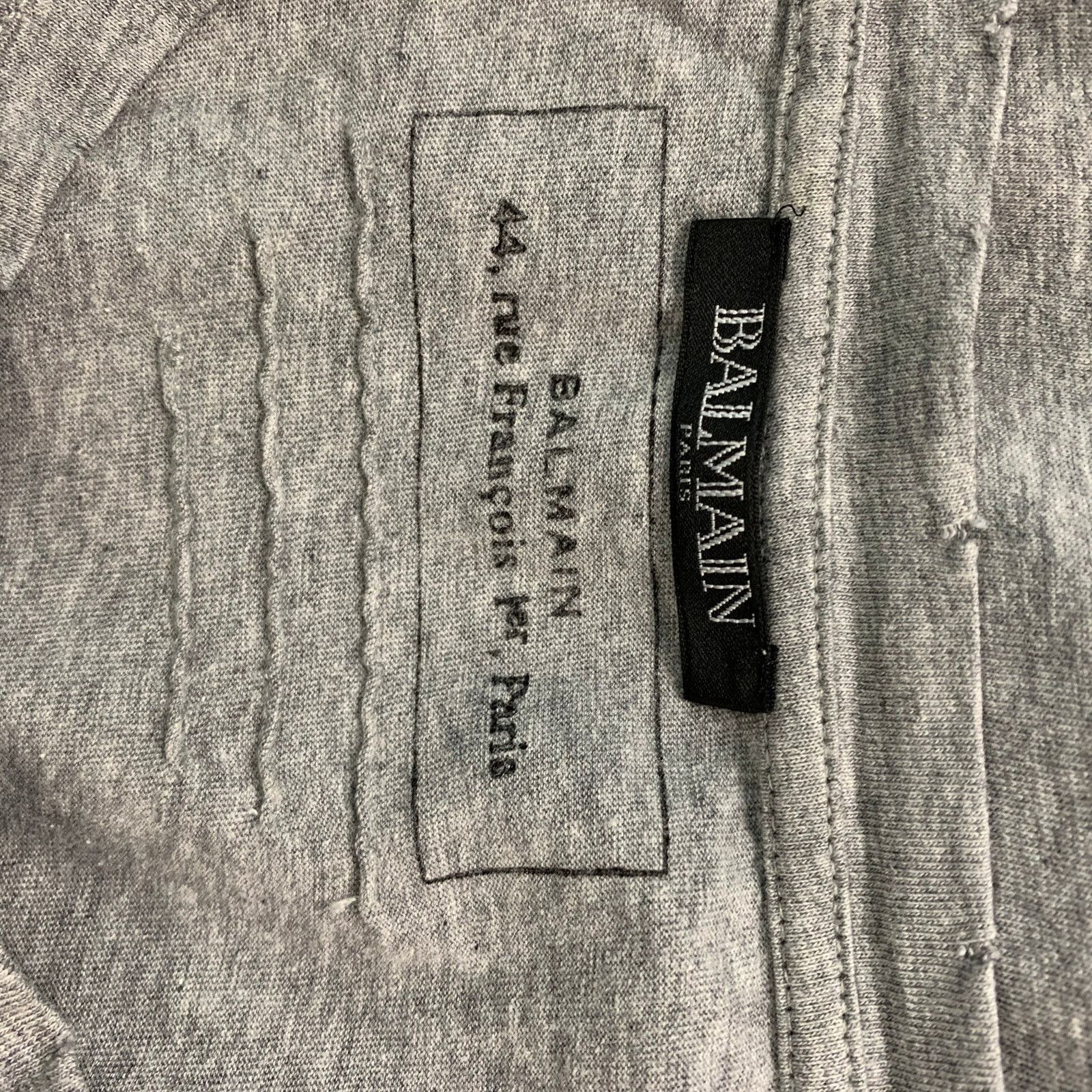 Balmain BALMAIN Size M Grey Solid Cotton Crew-Neck T-shirt Size US M / EU 48-50 / 2 - 4 Thumbnail