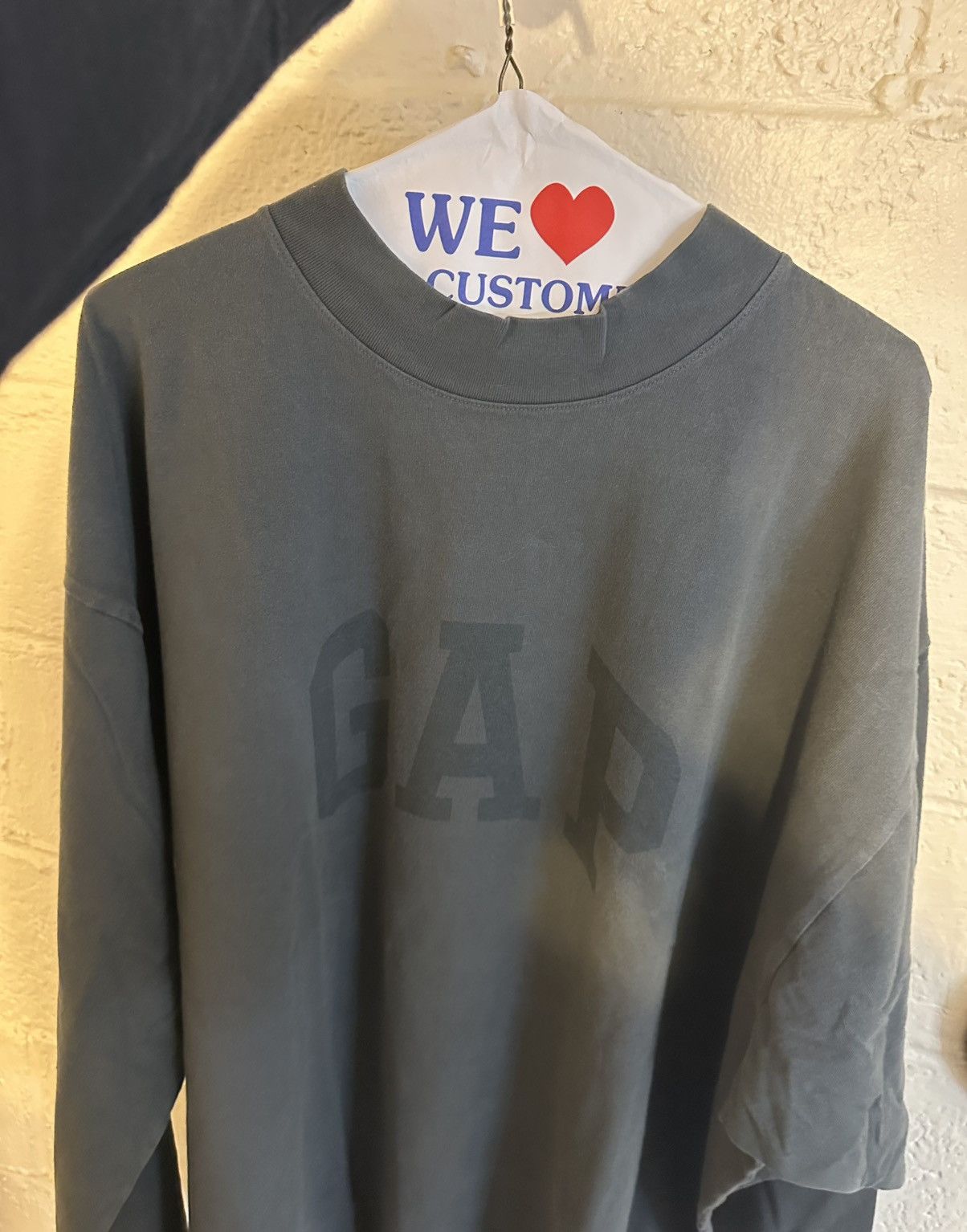 Balenciaga × Gap × Kanye West Yeezy Gap Long Sleeve Dove Tee/ Dark Green XL Size US XL / EU 56 / 4 - 6 Thumbnail
