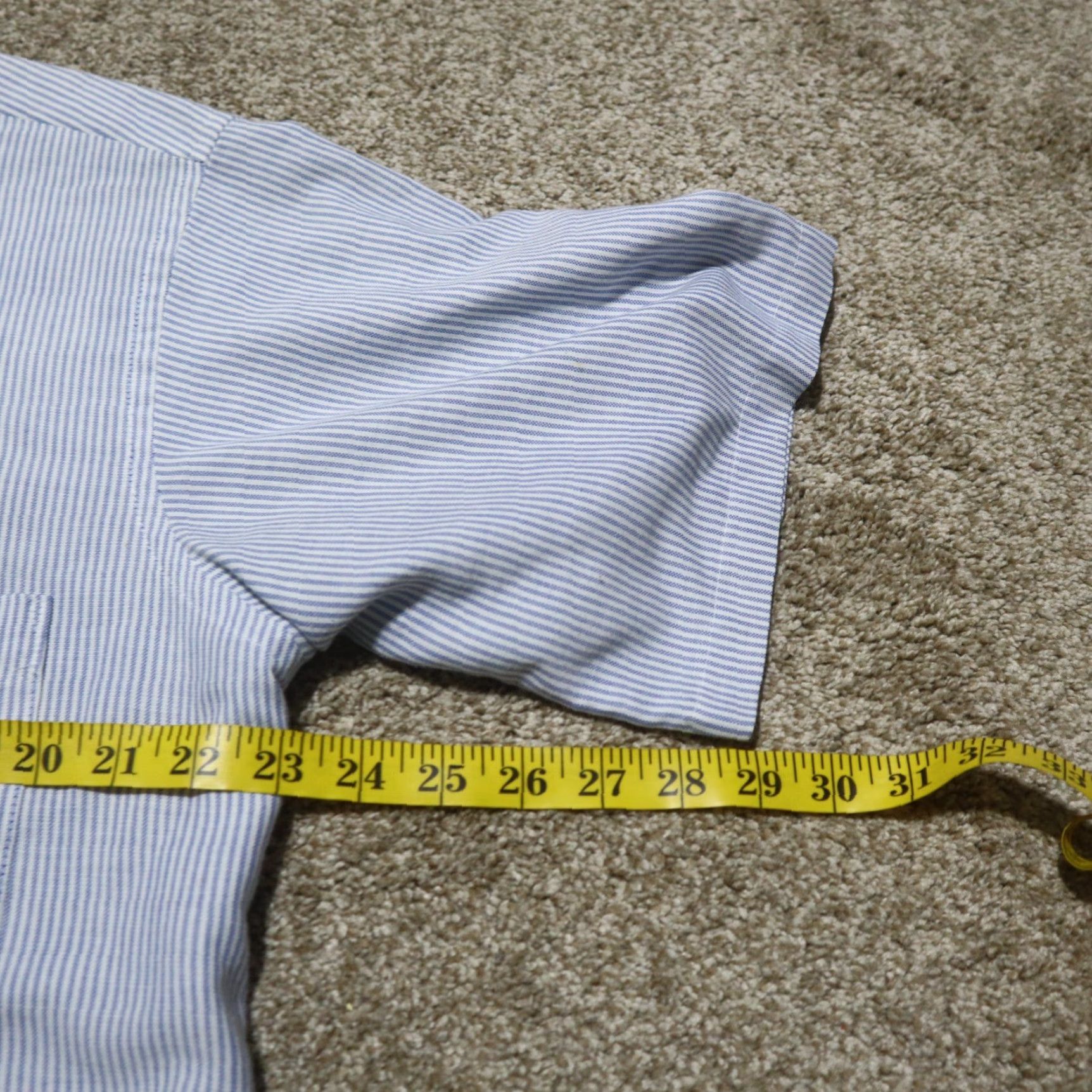 Van Heusen VAN HEUSEN Men's Dress Shirt Oxford Blue Stripes 16.5 Business Casual Regular Fit Size 42R - 5 Thumbnail