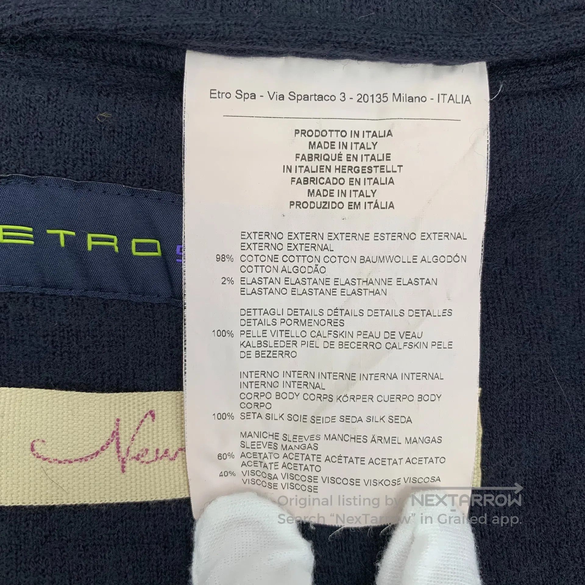 Etro ETRO Dark blue cotton fur collar double-breasted long slee Size US L / EU 52-54 / 3 - 9 Thumbnail