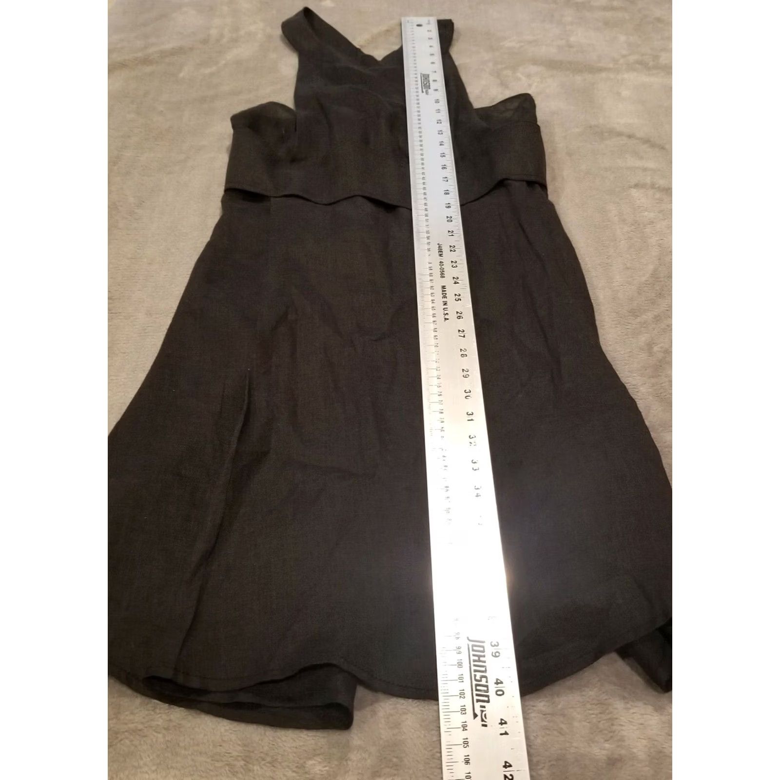 Vintage Max Studio Womens Sz 10 Sleeveless Cocktail Dress Belted Cross Back Linen Black Size L / US 10 / IT 46 - 7 Thumbnail