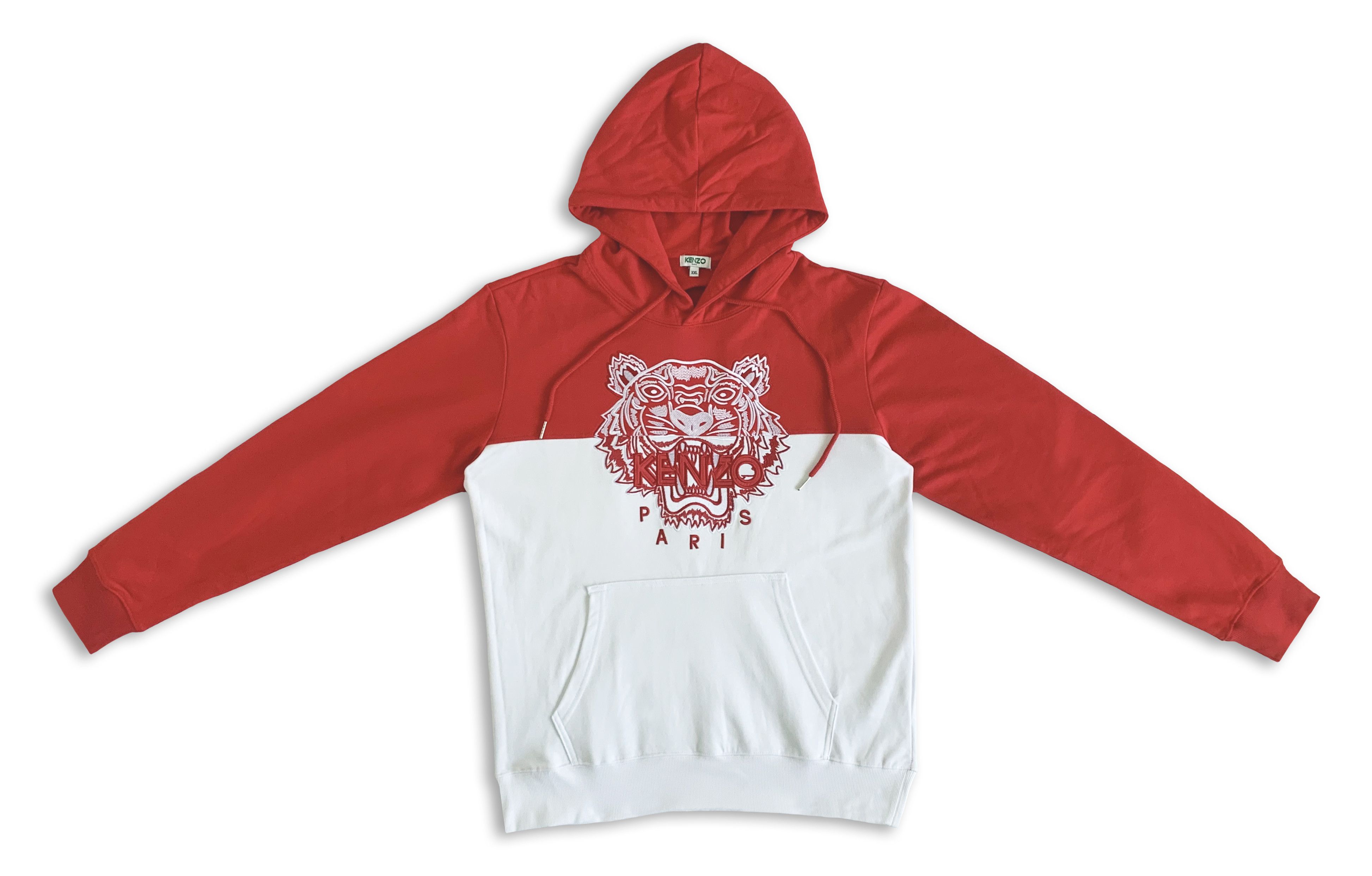 Kenzo KENZO Hoodie Red and White Limited Edition Colorblock Tiger Size US XL / EU 56 / 4 - 4 Thumbnail
