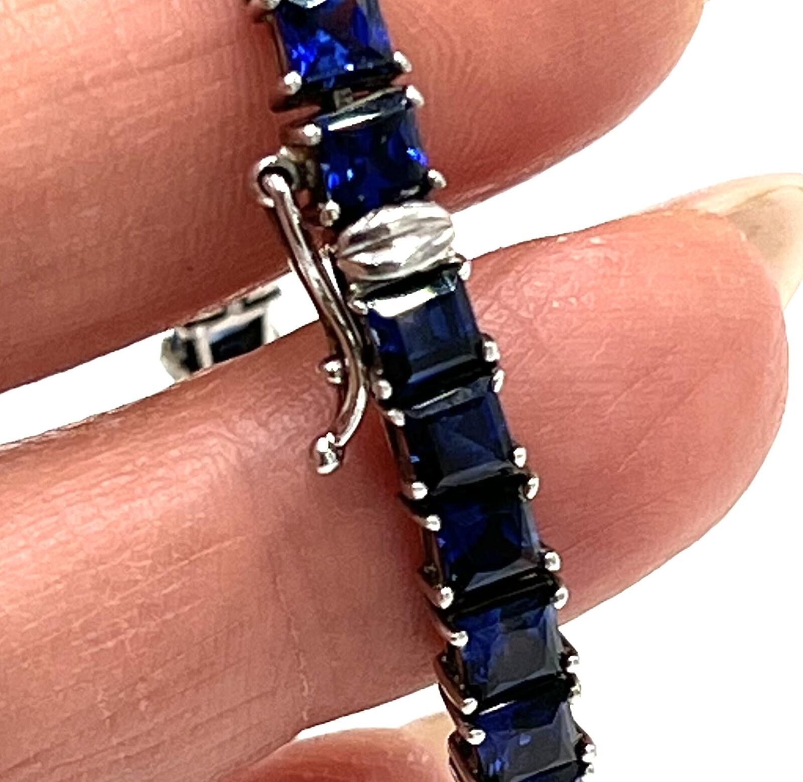 Other Chuck Clemency Sterling Silver Blue Sapphire Tennis Bracelet Size ONE SIZE - 4 Thumbnail