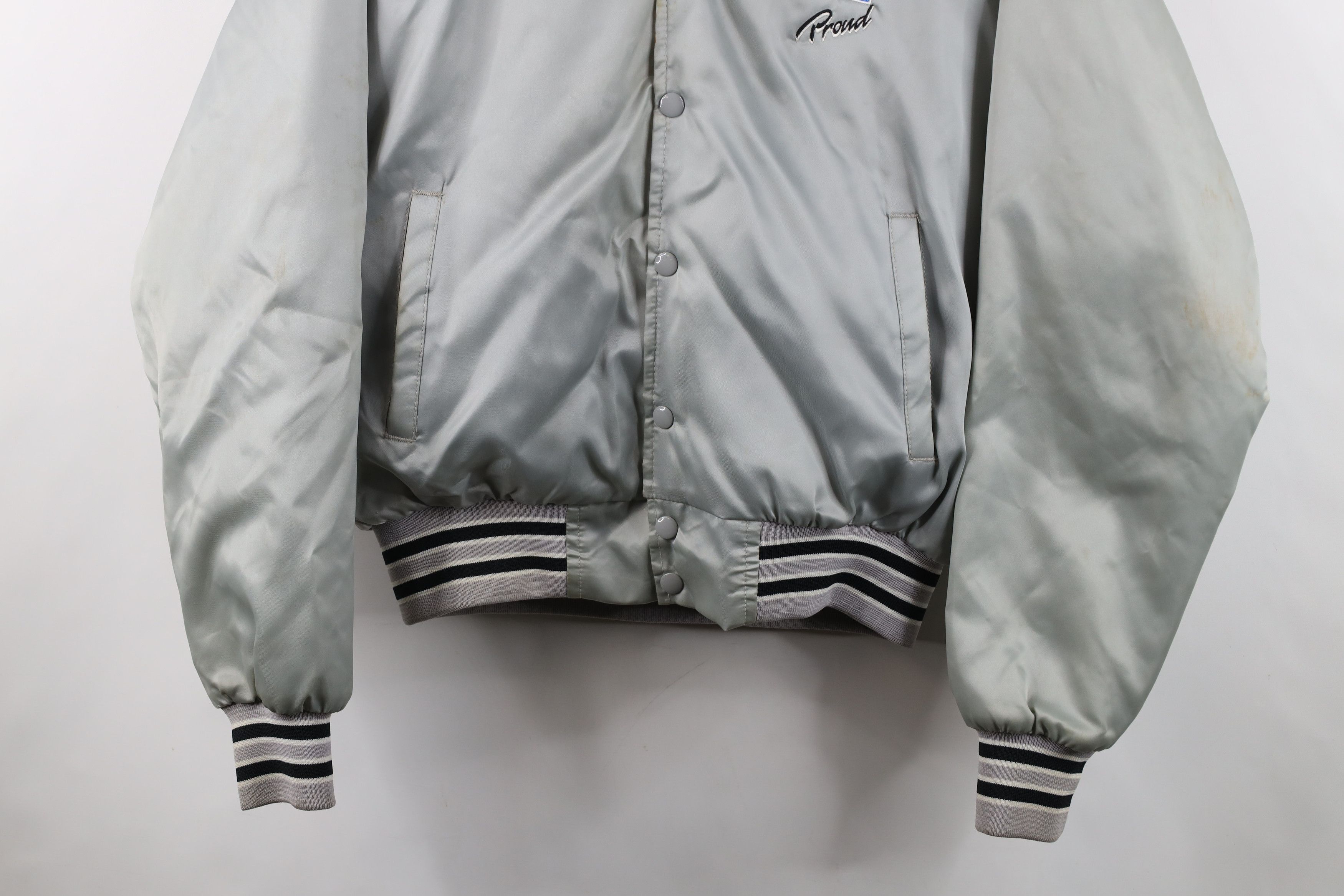 Vintage Vintage 80s General Motors GM Bomber Jacket Silver USA Size US M / EU 48-50 / 2 - 3 Thumbnail