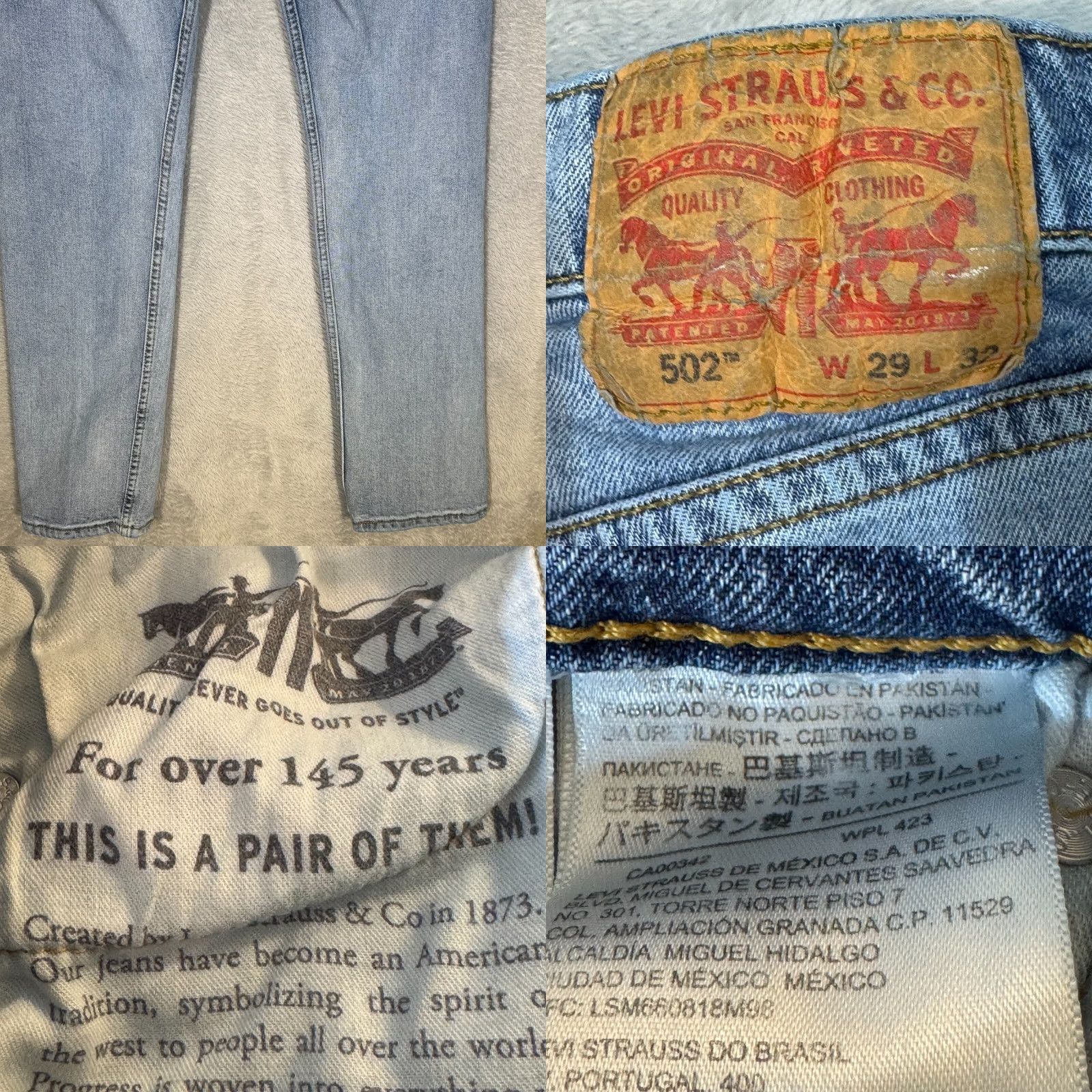 Levi's Levi’s 502 Jeans Men’s 29 x 30 Blue Stretch Denim Mid Rise Straight Levis 502 Jeans Blue Mens Straight Jeans 29x30 Size US 29 - 8 Thumbnail