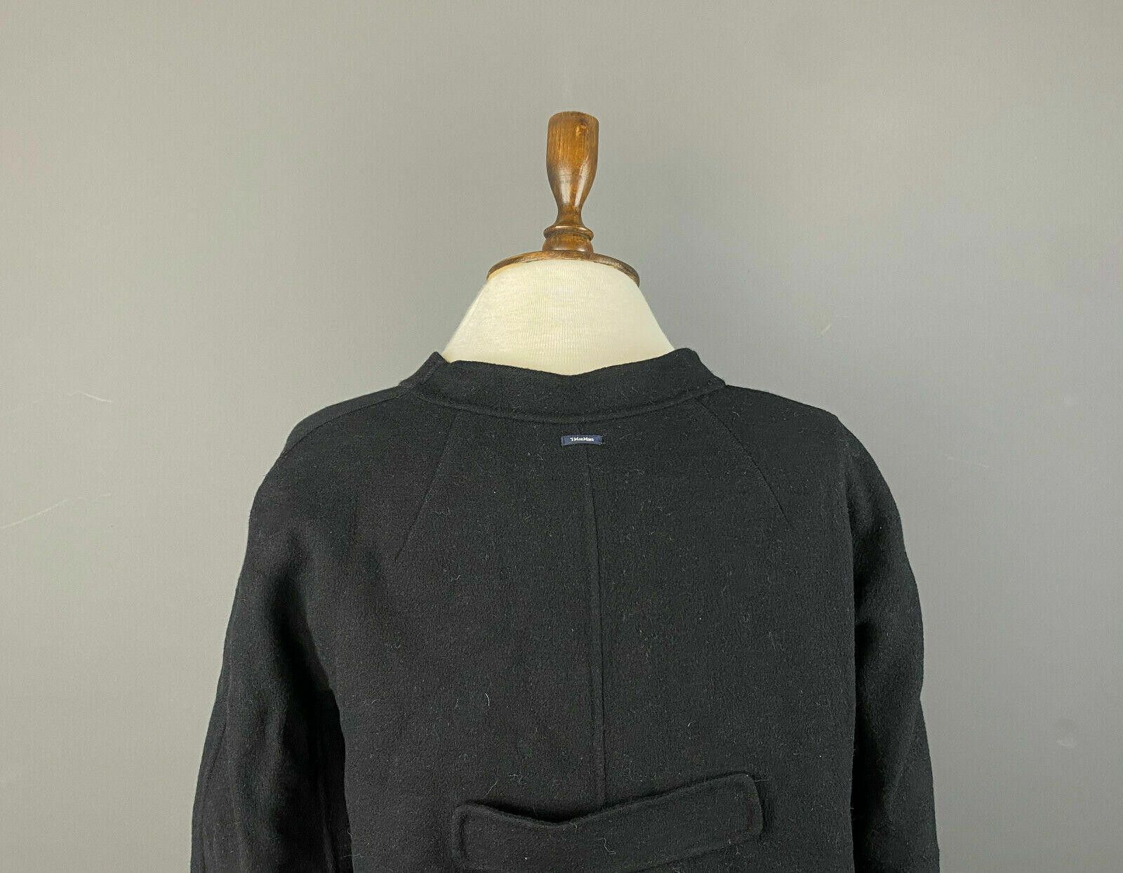 Designer Max Mara Cucito A Mano Black Wool Snap Coat Jacket Size 38 Size US M / EU 48-50 / 2 - 7 Thumbnail