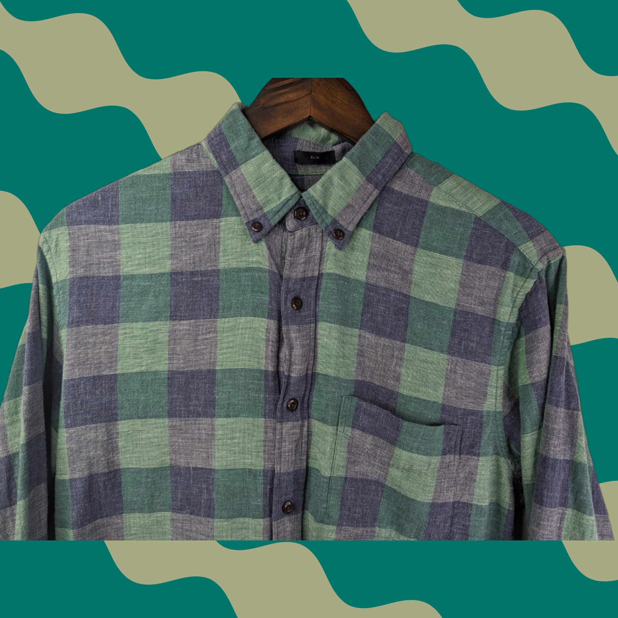J.Crew J.Crew Button-Up Shirt Men Slim Fit Plaid Long Sleeve Blue Green Size US M / EU 48-50 / 2 - 1 Thumbnail