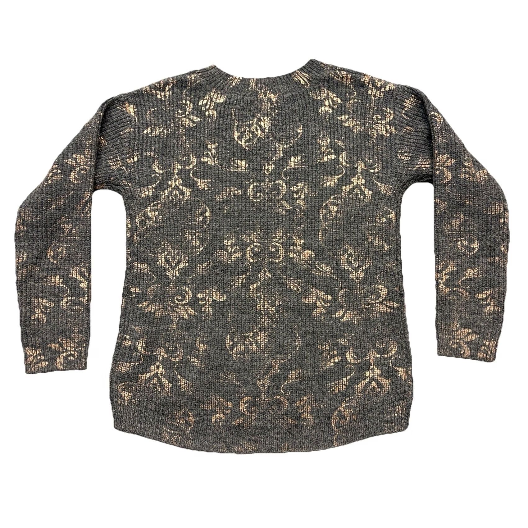 Vintage Revolve Stitches & Stripe Sweater S Gray Rose Gold Foil Print Crewneck Hi Low Pullover Women Size S / US 4 / IT 40 - 4 Thumbnail