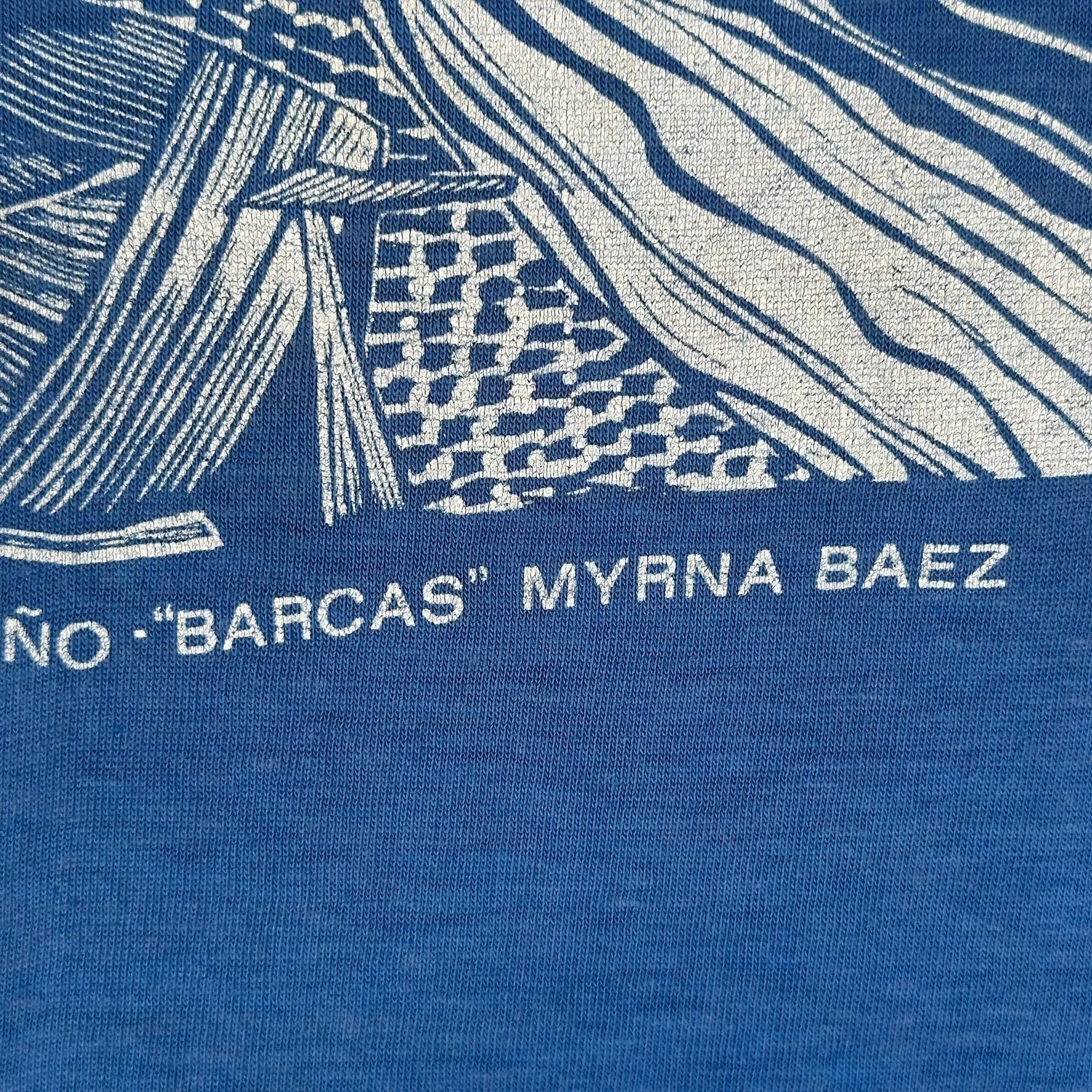 Vintage Vintage 80s Myrna Baez Boats Art T-Shirt Blue S/M Blue Singl Size US M / EU 48-50 / 2 - 4 Thumbnail