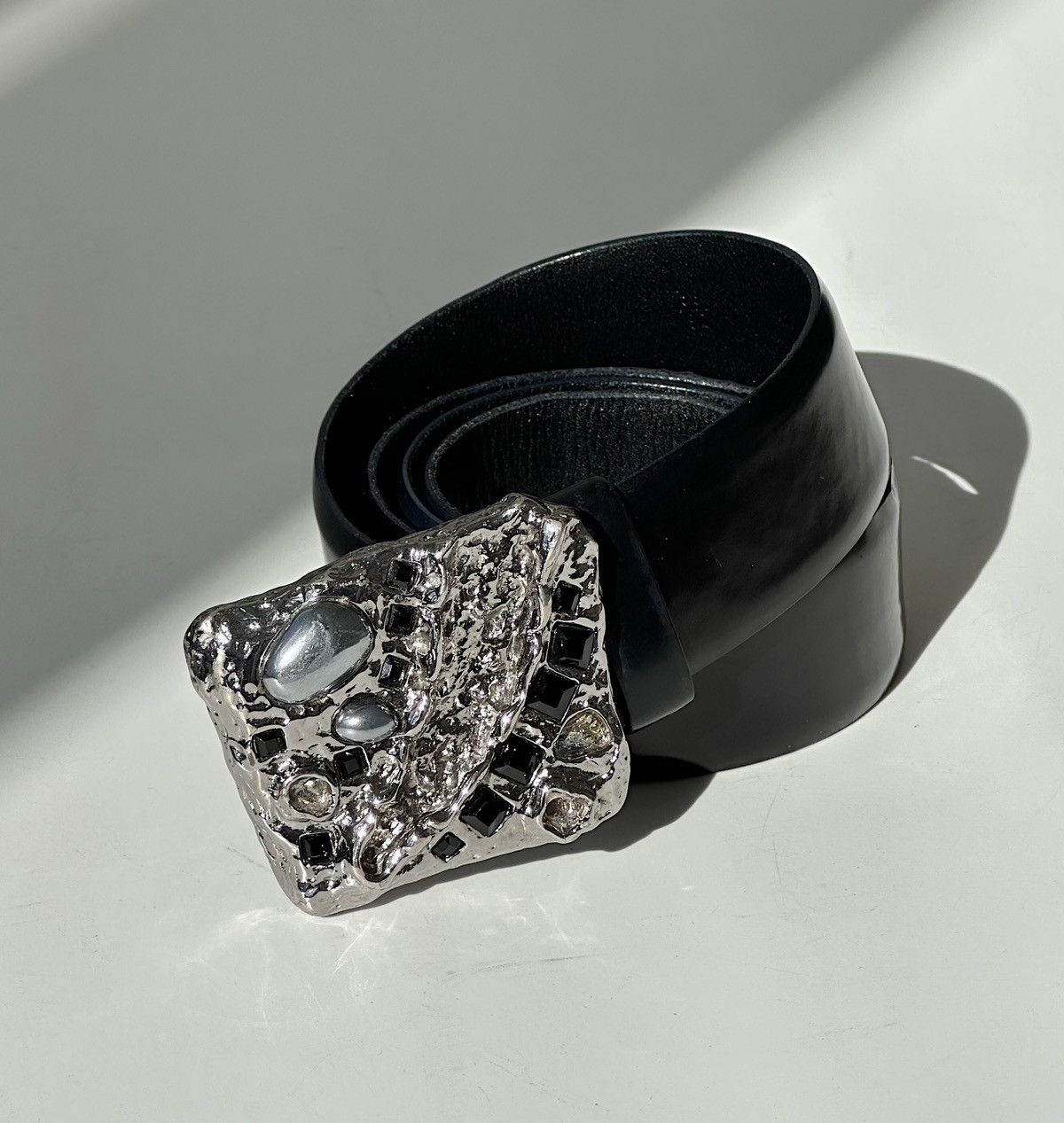 PRADA 2009 Resort Crystal Gems Buckle Leather Belt vintage