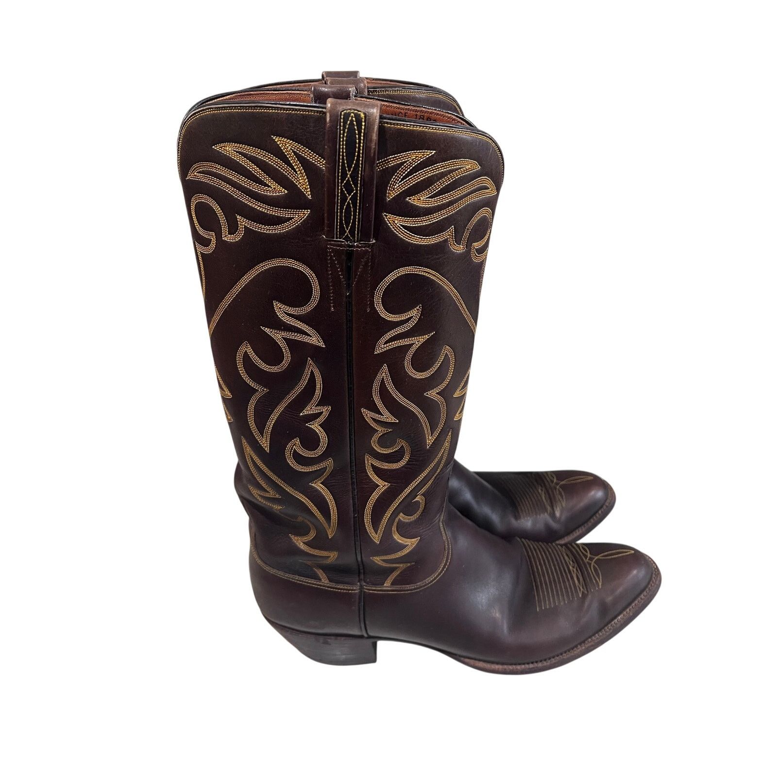 Lucchese Vintage Lucchese Mens 12 Espresso Smooth Boots Round Toe USA Size US 12 / IT 42 - 2 Thumbnail
