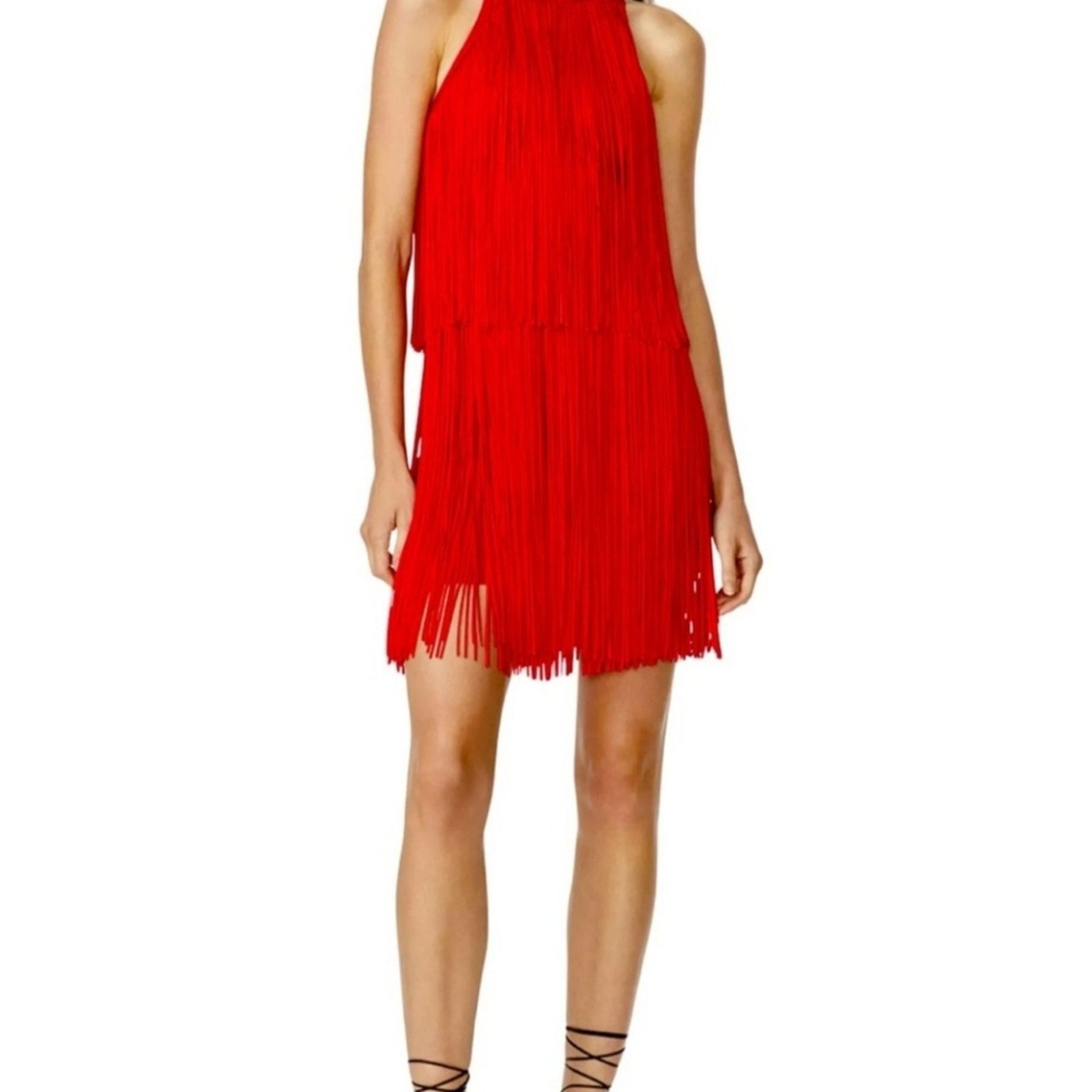Herve Leger NWT Herve Ledger Tiered Fringe Minidress XS Currant Size XS / US 0-2 / IT 36-38 - 8 Thumbnail