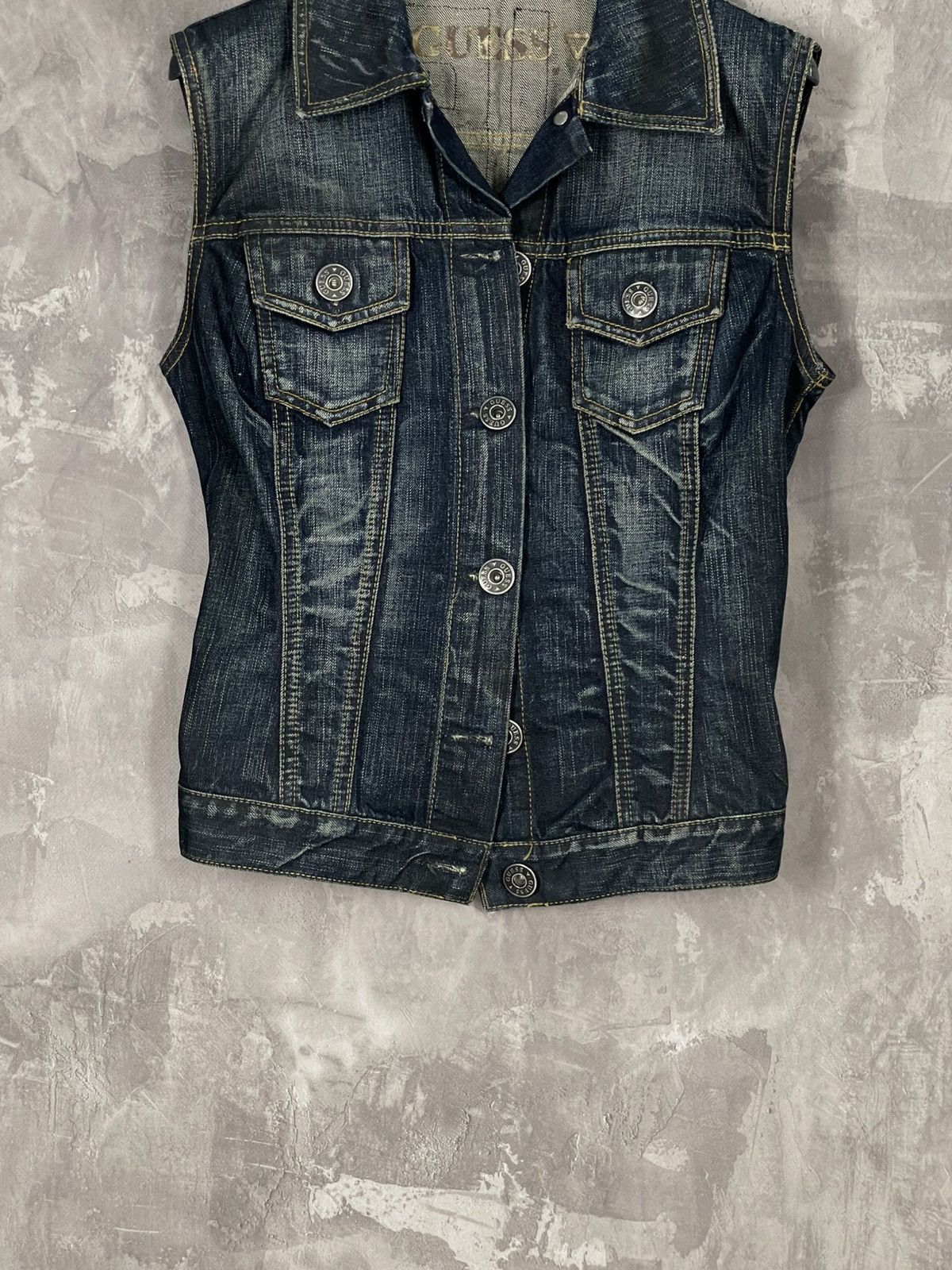 Guess × Japanese Brand Y2K Guess Glamour Avant Garde Vintage Denim Vest Size M / US 6-8 / IT 42-44 - 6 Thumbnail