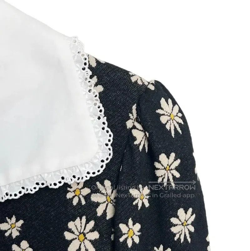 Miu Miu Miu Miu Black Cotton Dress with Floral Print . Size S / US 4 / IT 40 - 3 Thumbnail