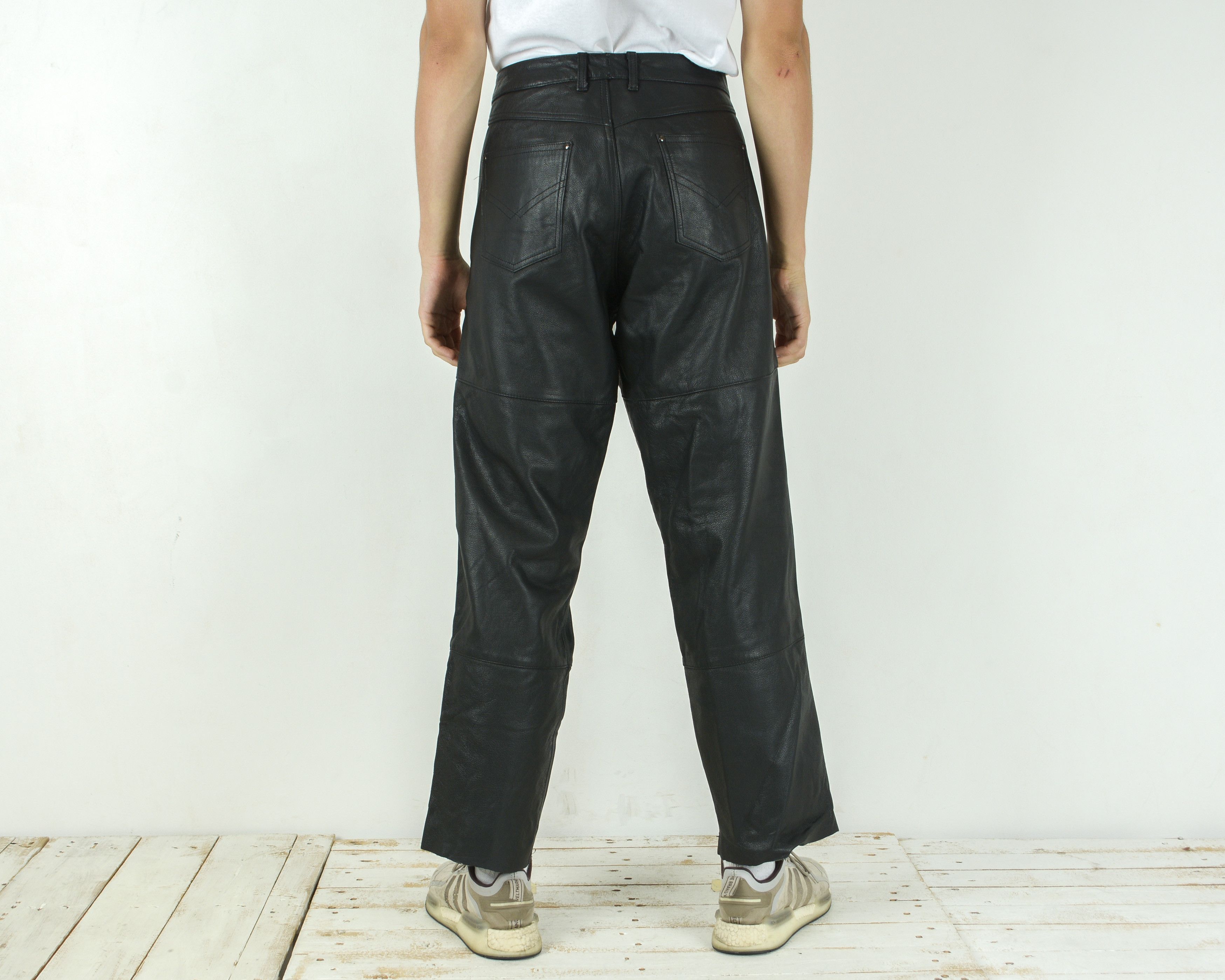 Leather × Revenge × Vintage REVENGER W36 L32 Straight Leg Leather Pants Trousers Moto L Size US 36 / EU 52 - 5 Thumbnail