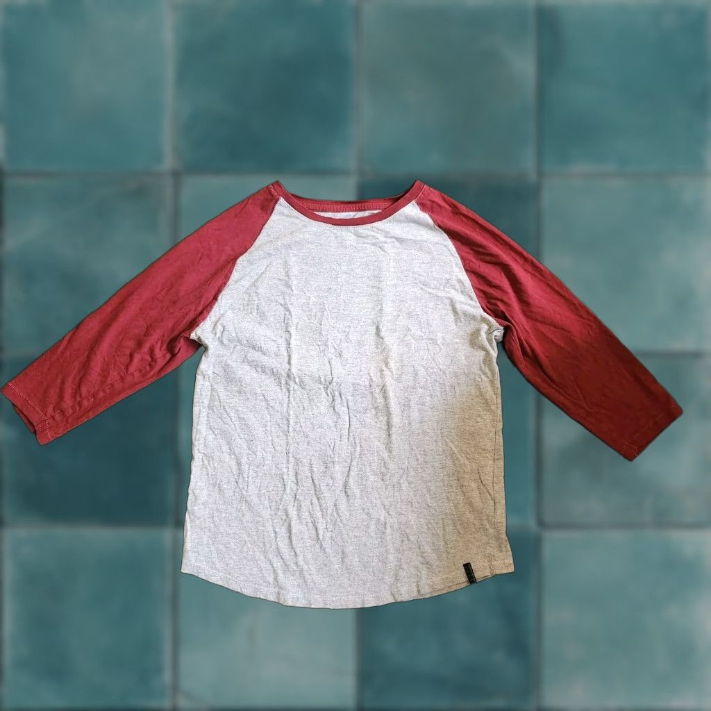 Cotton On Cotton On T-Shirt Women 3/4 Sleeve Striped Crew Neck Red Gray XS? Actually size S Multicolor. Size S / US 4 / IT 40 - 1 Thumbnail
